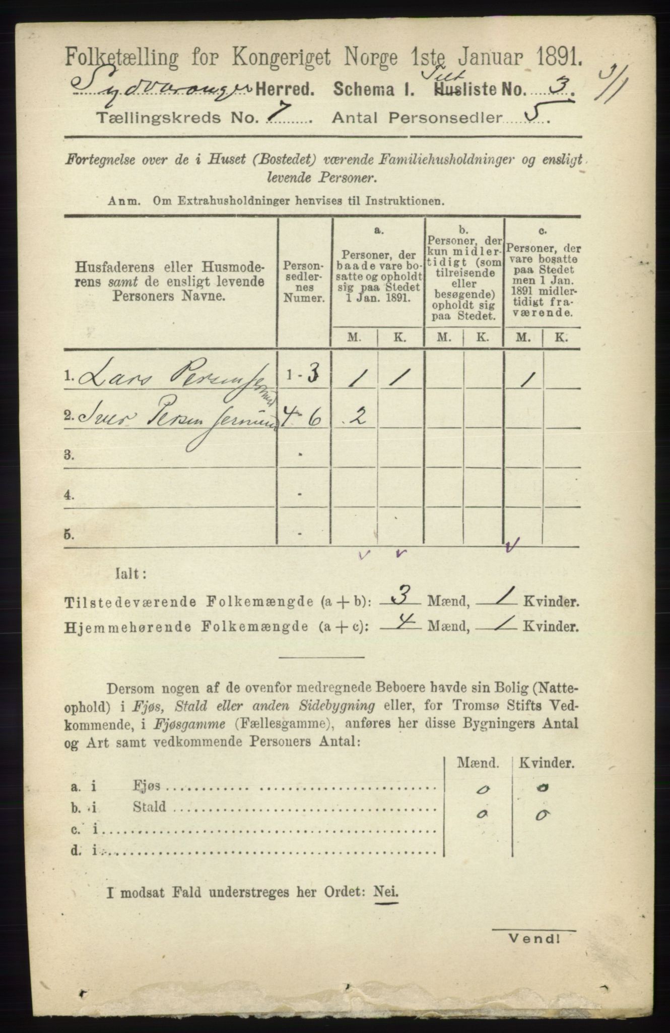 RA, 1891 census for 2030 Sør-Varanger, 1891, p. 2230