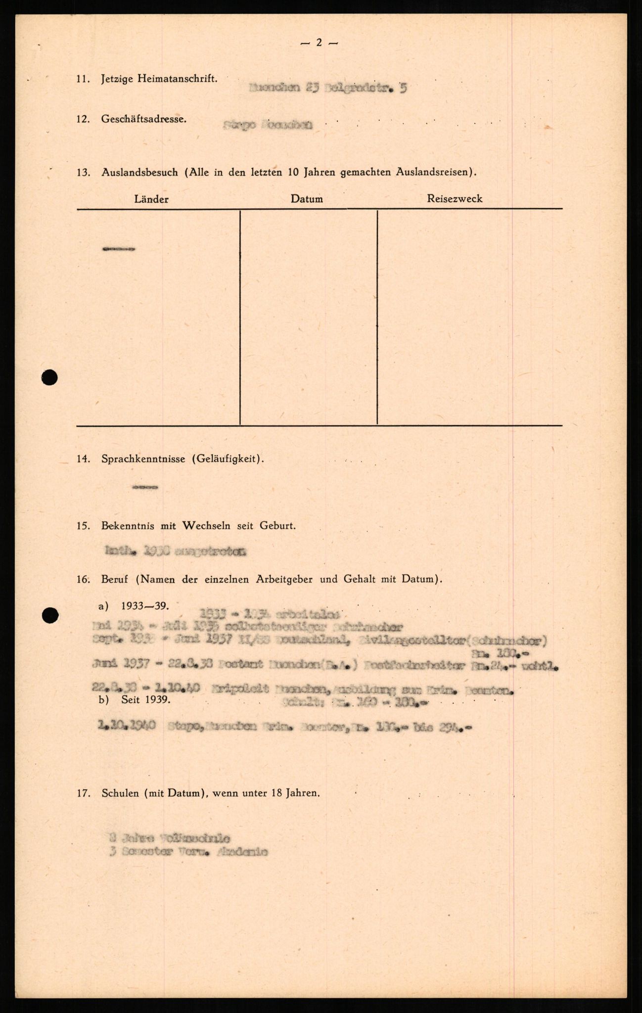 Forsvaret, Forsvarets overkommando II, RA/RAFA-3915/D/Db/L0011: CI Questionaires. Tyske okkupasjonsstyrker i Norge. Tyskere., 1945-1946, p. 297