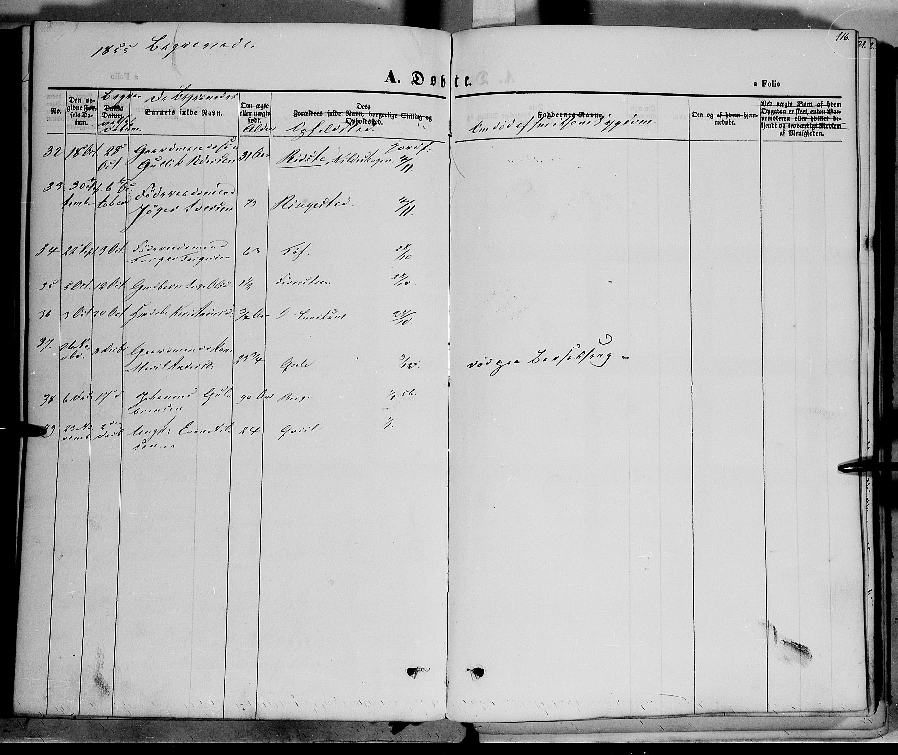 Vestre Slidre prestekontor, SAH/PREST-136/H/Ha/Haa/L0001: Parish register (official) no. 1, 1844-1855, p. 116