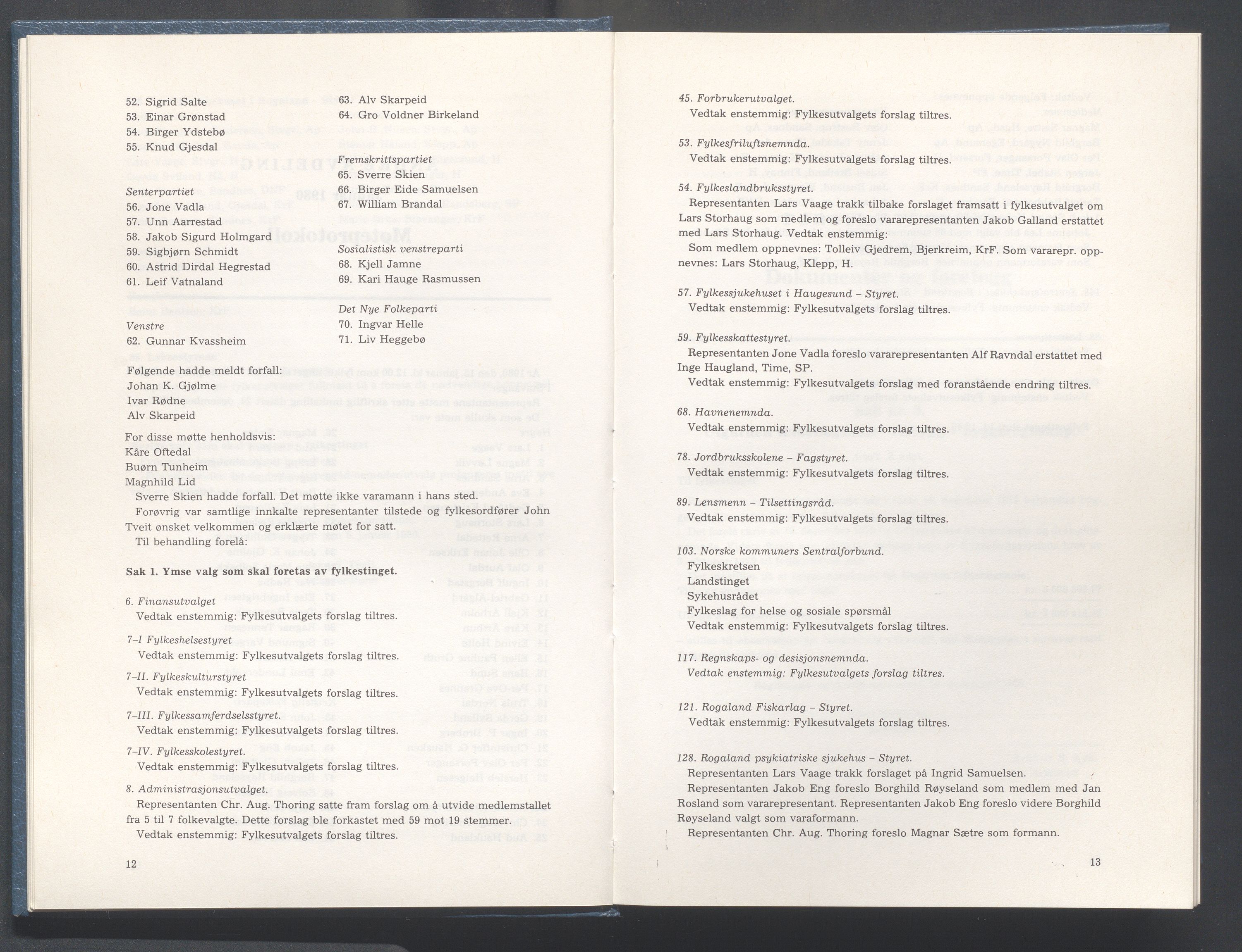 Rogaland fylkeskommune - Fylkesrådmannen , IKAR/A-900/A/Aa/Aaa/L0100: Møtebok , 1980, p. 12-13