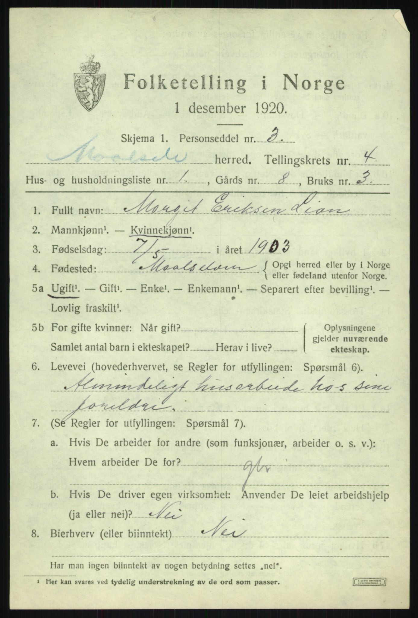 SATØ, 1920 census for Målselv, 1920, p. 2857