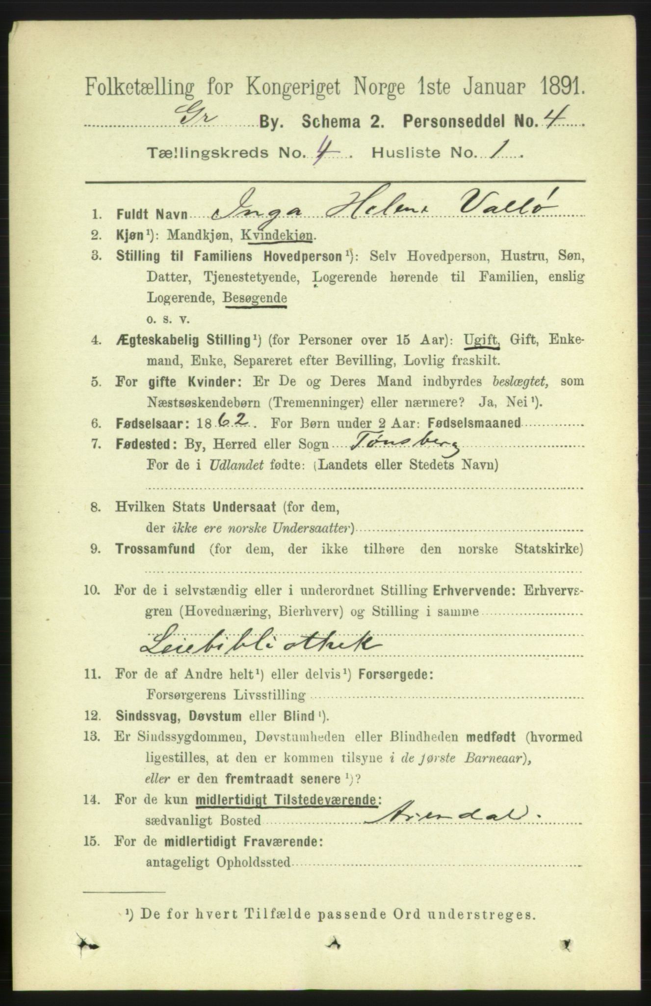 RA, 1891 census for 0904 Grimstad, 1891, p. 2548