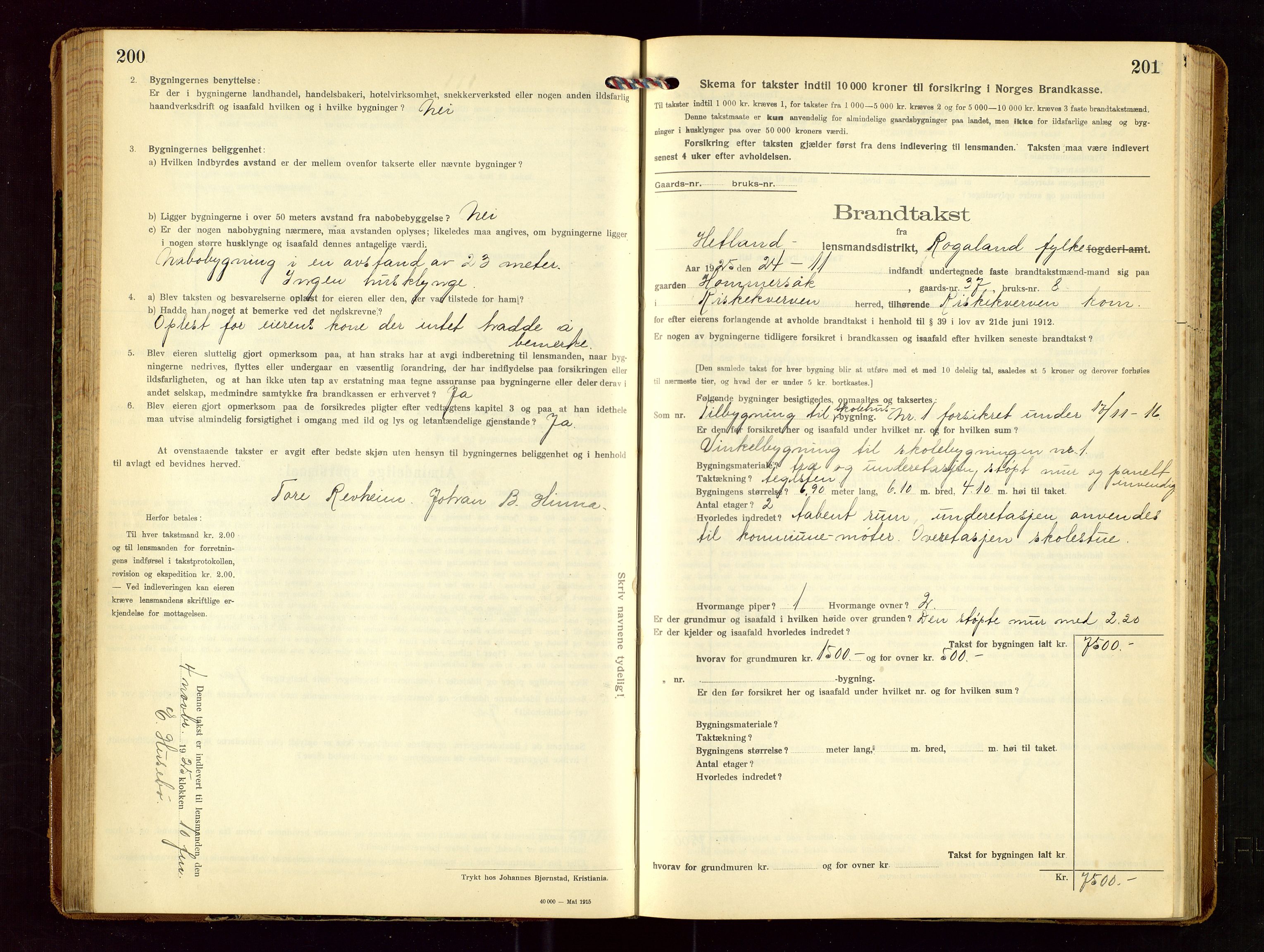 Hetland lensmannskontor, AV/SAST-A-100101/Gob/L0002: "Brandtakstprotokol", 1918-1932, p. 200-201