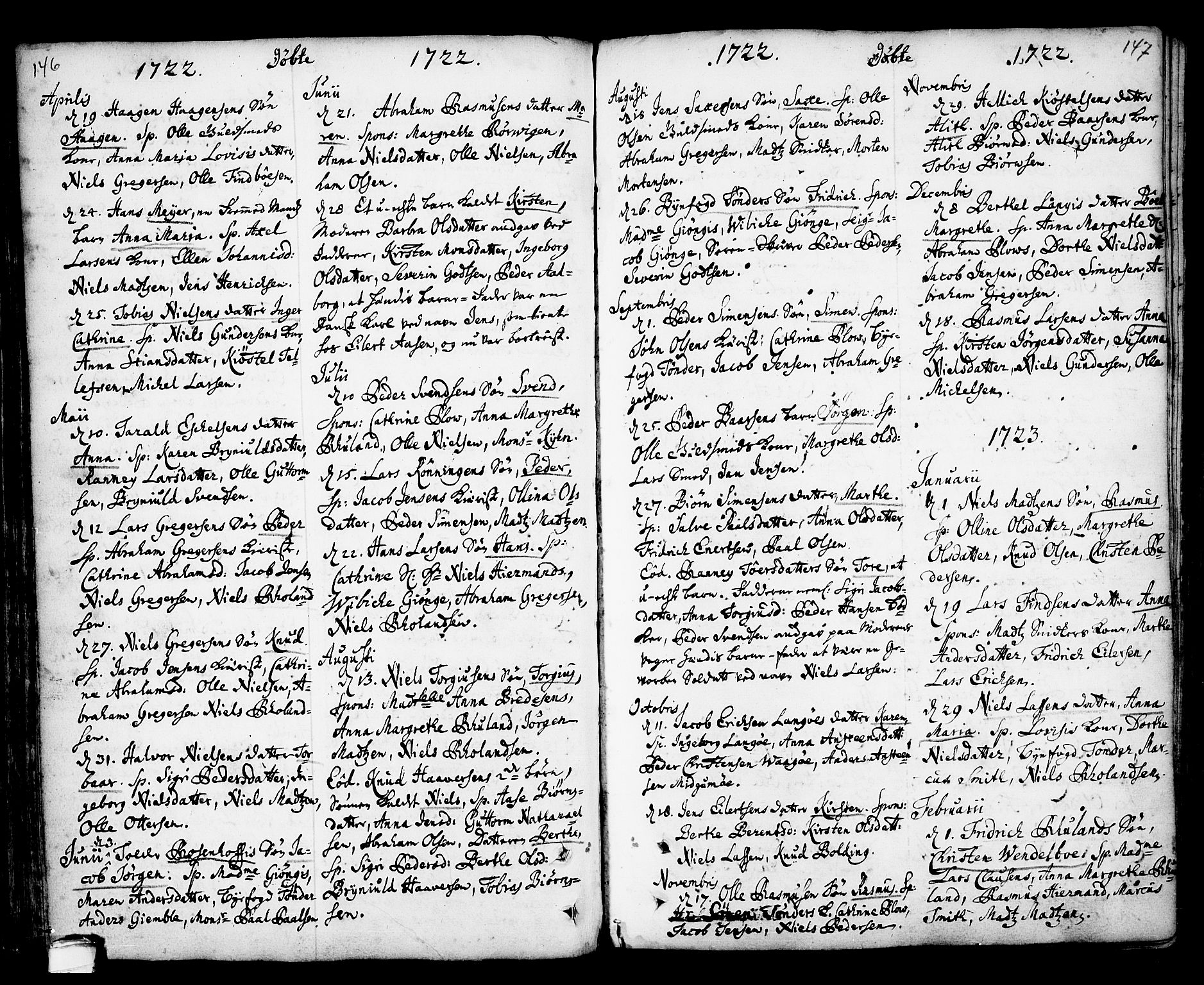 Kragerø kirkebøker, SAKO/A-278/F/Fa/L0001: Parish register (official) no. 1, 1702-1766, p. 146-147