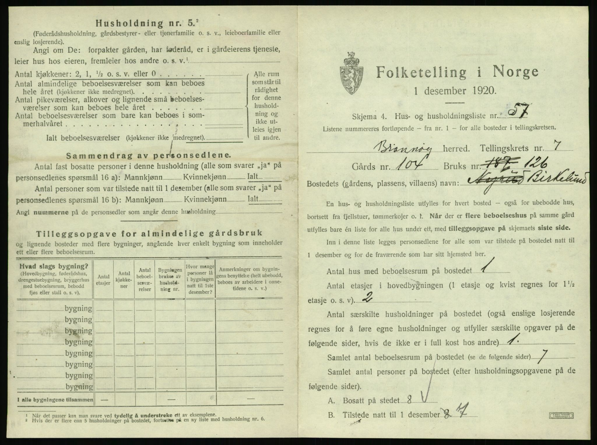 SAT, 1920 census for Brønnøy, 1920, p. 734