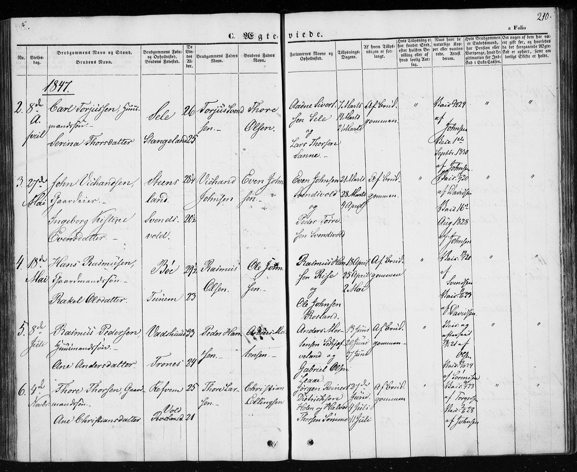 Klepp sokneprestkontor, AV/SAST-A-101803/001/3/30BA/L0004: Parish register (official) no. A 4, 1842-1852, p. 210