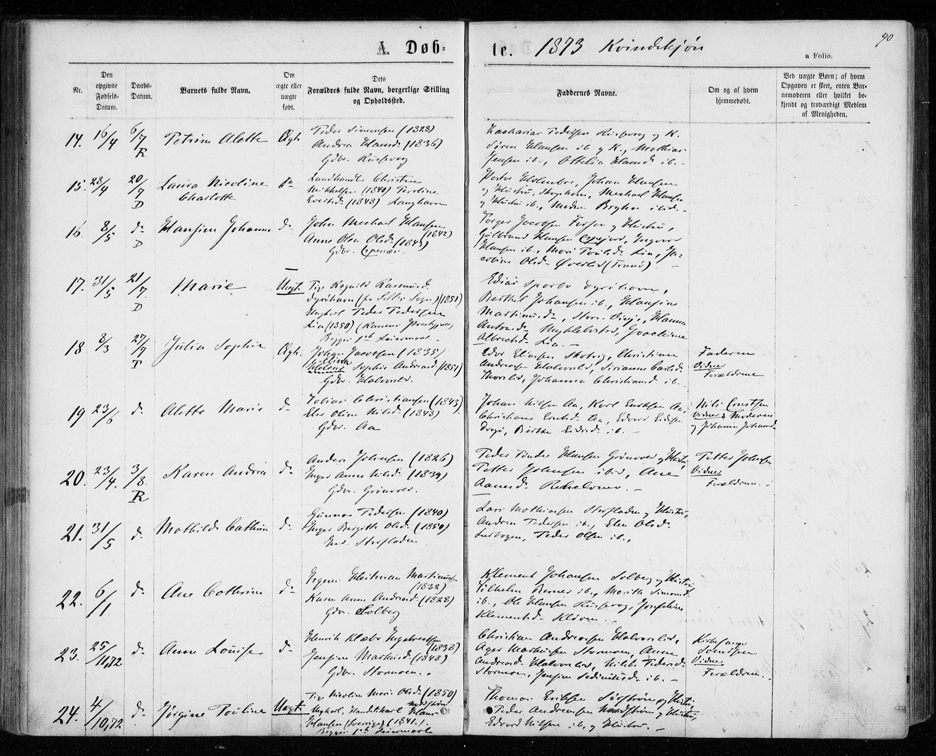 Tranøy sokneprestkontor, AV/SATØ-S-1313/I/Ia/Iaa/L0008kirke: Parish register (official) no. 8, 1867-1877, p. 90