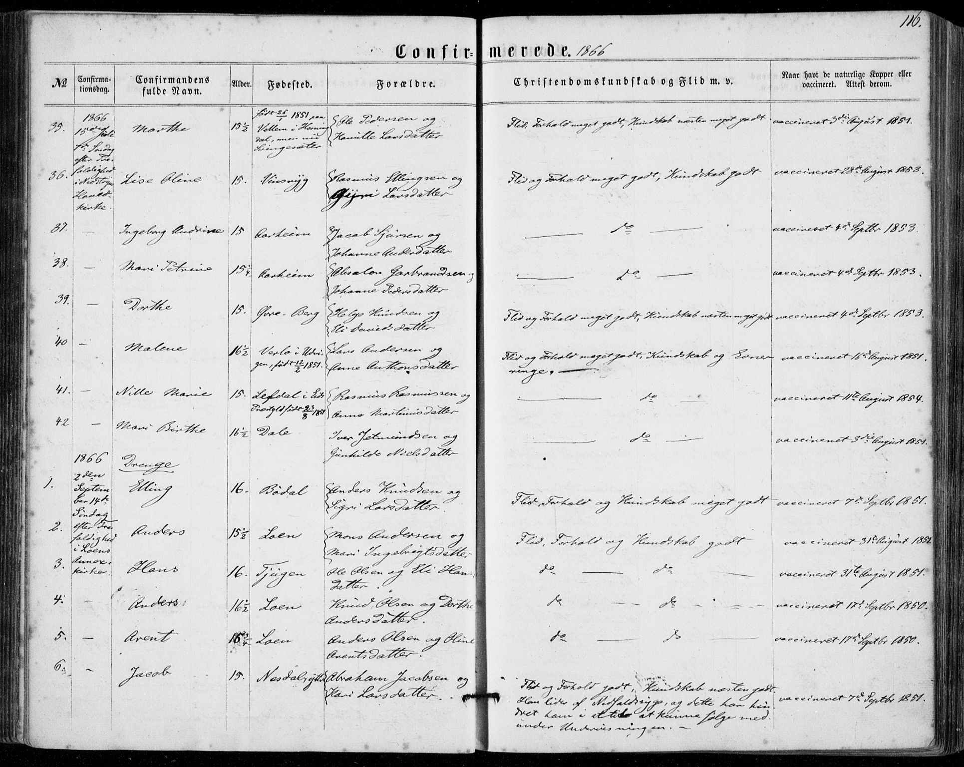 Stryn Sokneprestembete, SAB/A-82501: Parish register (official) no. A 3, 1862-1877, p. 116
