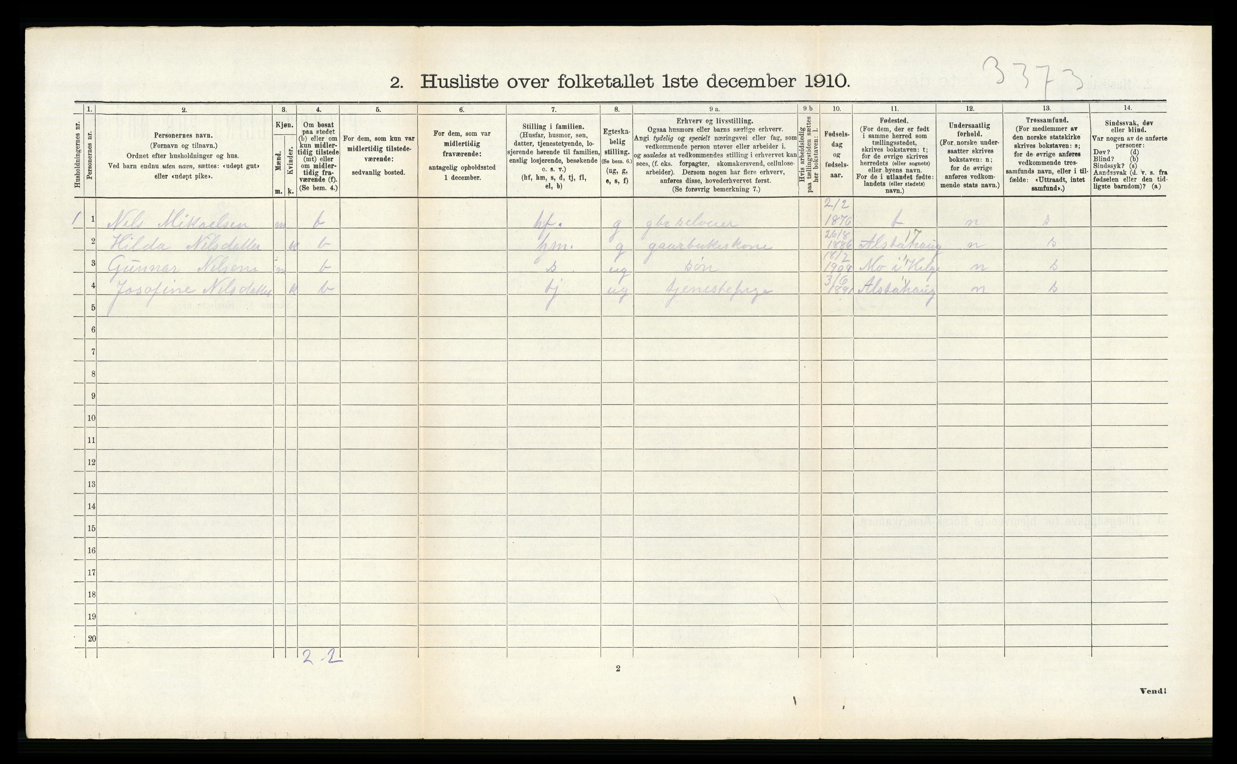 RA, 1910 census for Hemnes, 1910, p. 1247