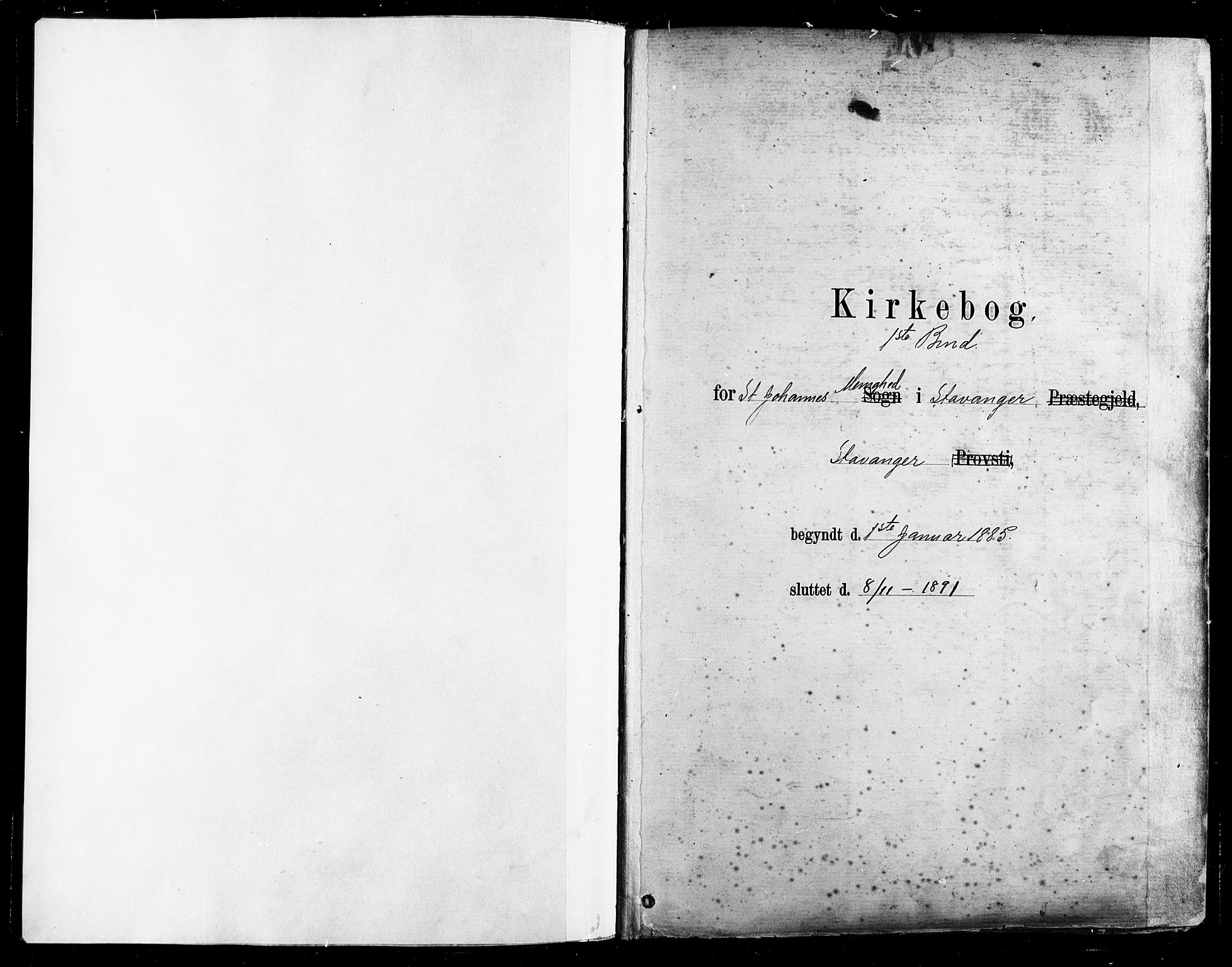 St. Johannes sokneprestkontor, AV/SAST-A-101814/001/30/30BA/L0001: Parish register (official) no. A 1, 1885-1891