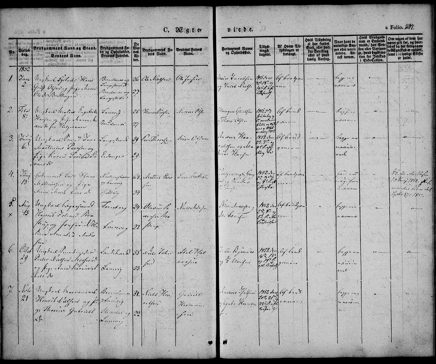 Larvik kirkebøker, AV/SAKO-A-352/F/Fb/L0003: Parish register (official) no. II 3, 1842-1856, p. 237