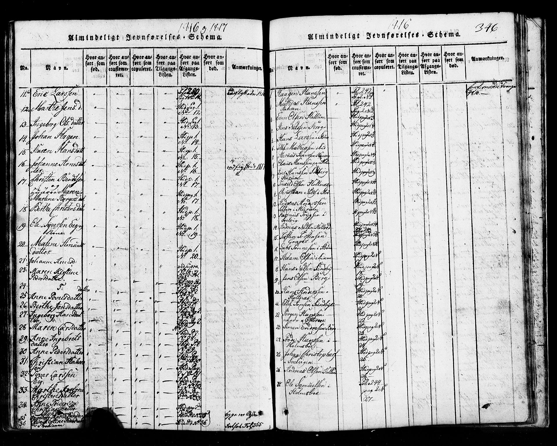 Hurum kirkebøker, AV/SAKO-A-229/G/Ga/L0001: Parish register (copy) no. I 1, 1816-1826, p. 346