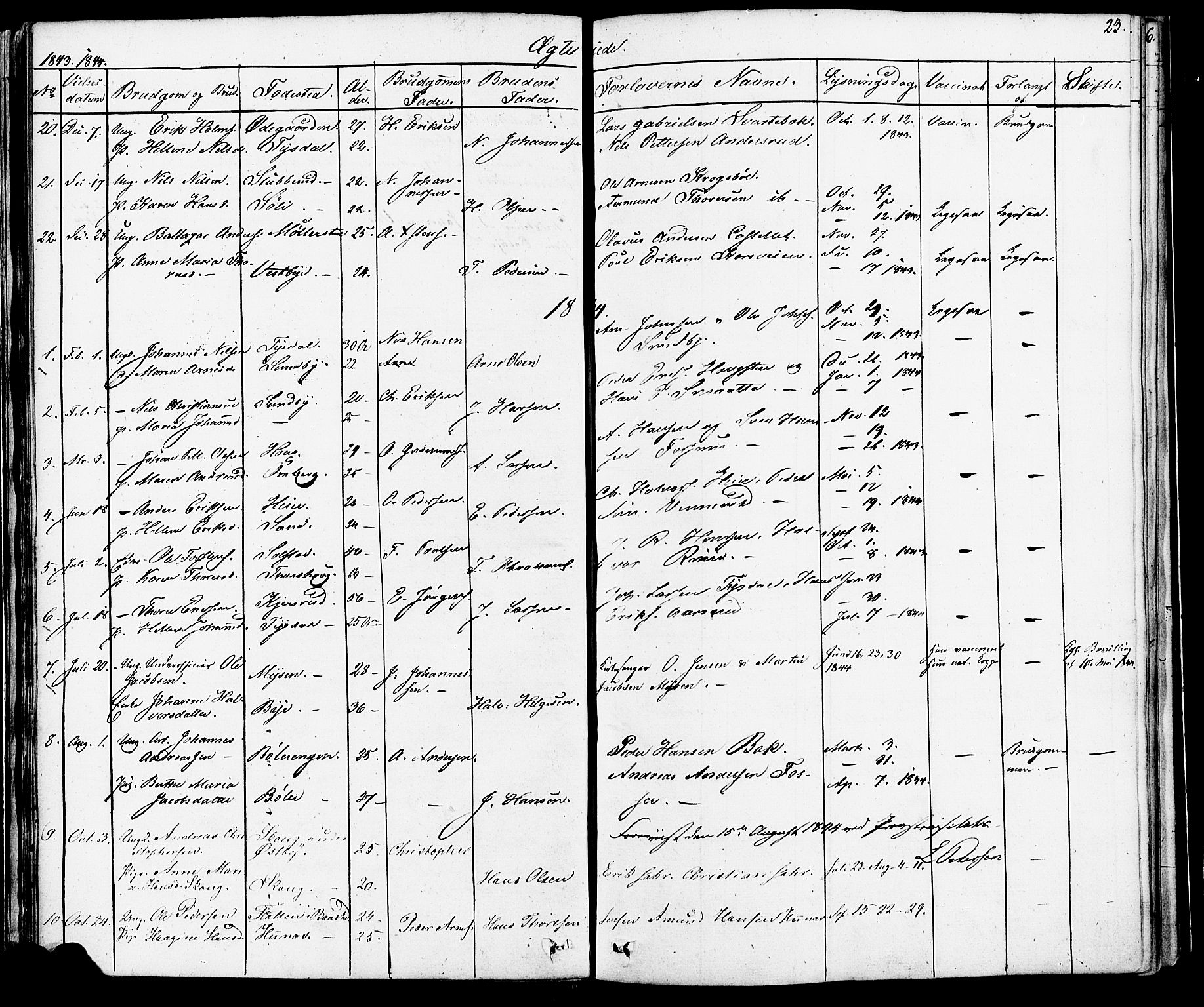 Enebakk prestekontor Kirkebøker, SAO/A-10171c/F/Fa/L0012: Parish register (official) no. I 12, 1832-1882, p. 23