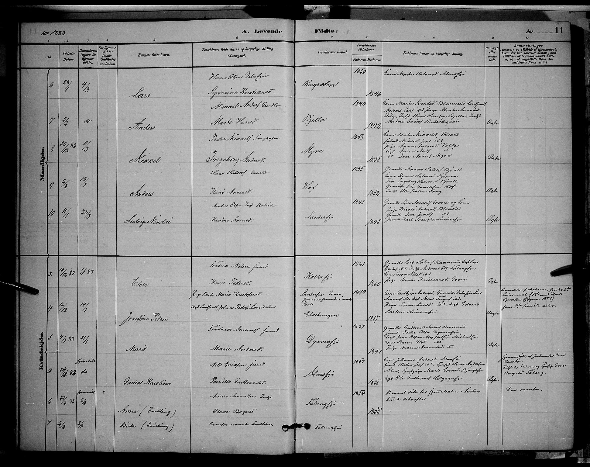 Gran prestekontor, SAH/PREST-112/H/Ha/Hab/L0002: Parish register (copy) no. 2, 1879-1892, p. 11