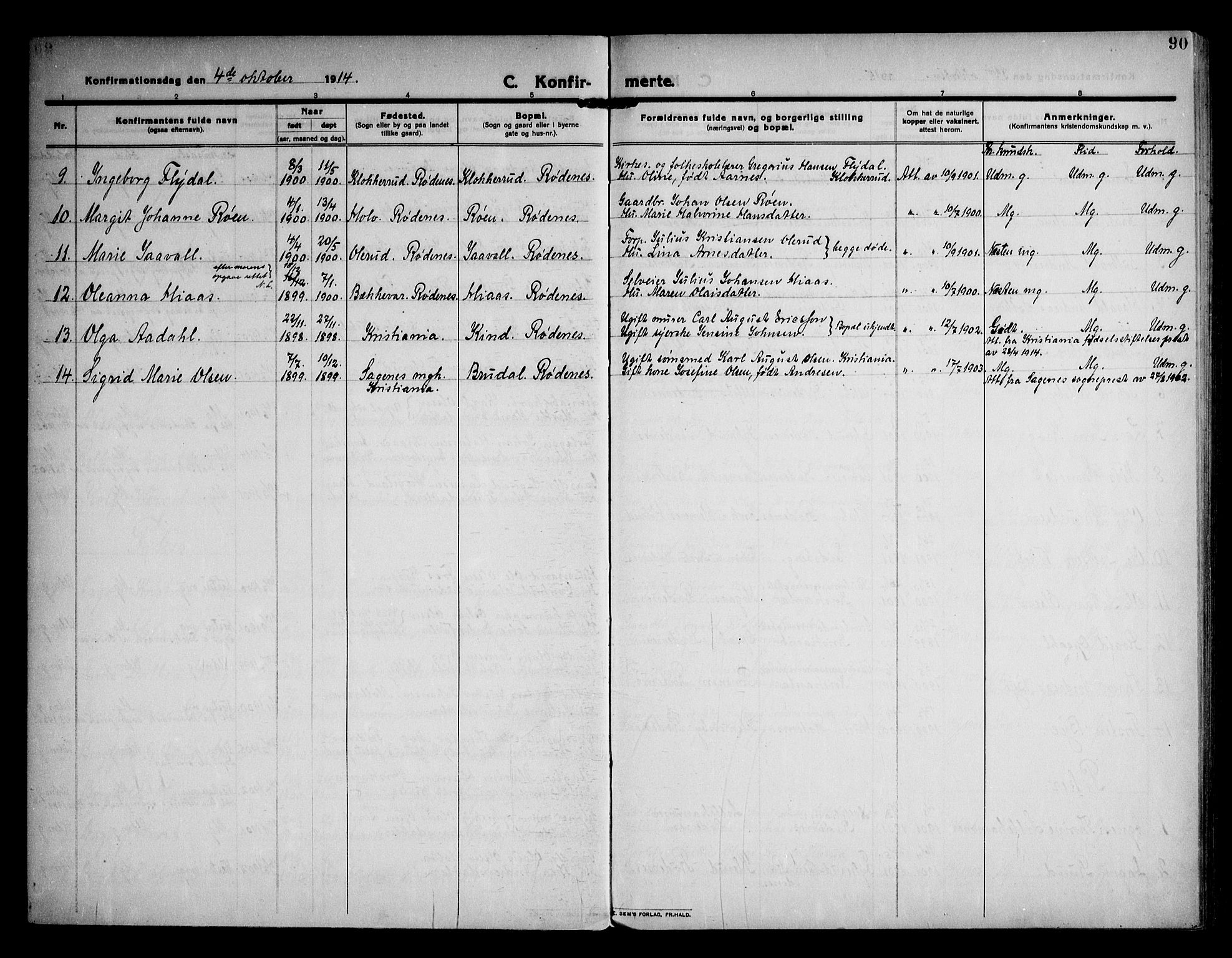 Rødenes prestekontor Kirkebøker, AV/SAO-A-2005/F/Fa/L0012: Parish register (official) no. I 12, 1911-1926, p. 90