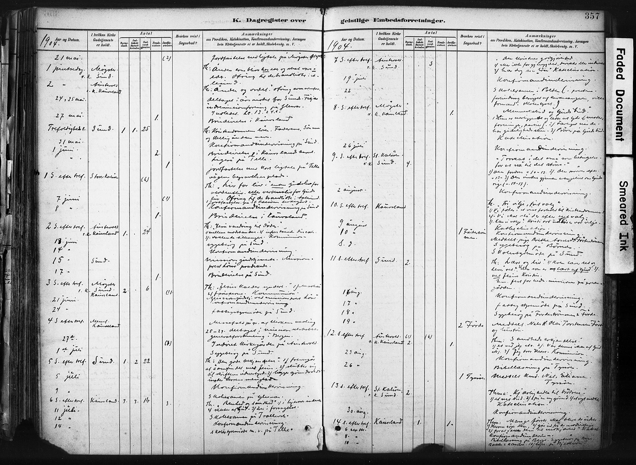 Sund sokneprestembete, SAB/A-99930: Parish register (official) no. B 1, 1882-1907, p. 357