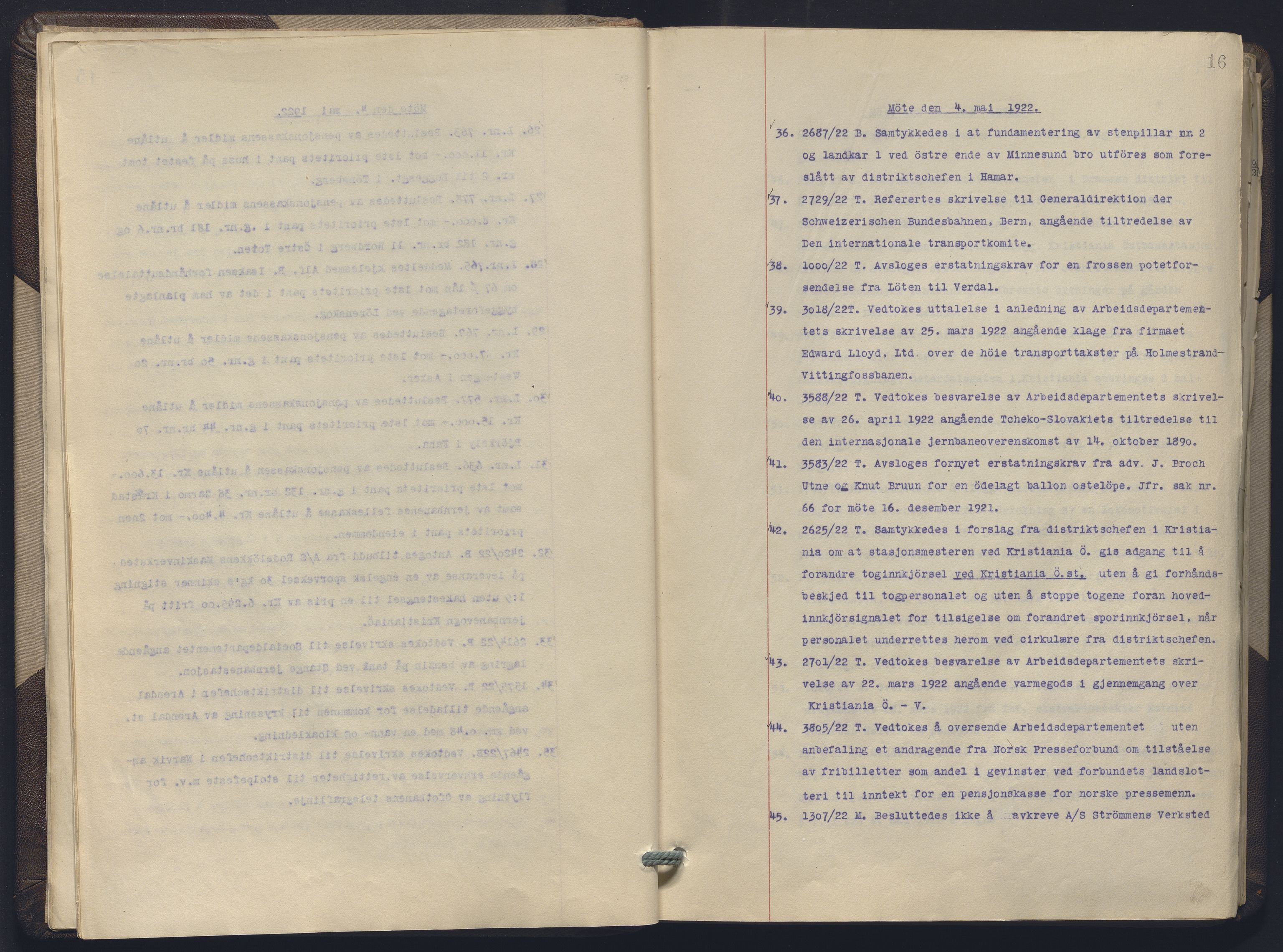 Norges statsbaner, Administrasjons- økonomi- og personalavdelingen, AV/RA-S-3412/A/Aa/L0019: Forhandlingsprotokoll, 1922-1924, p. 16