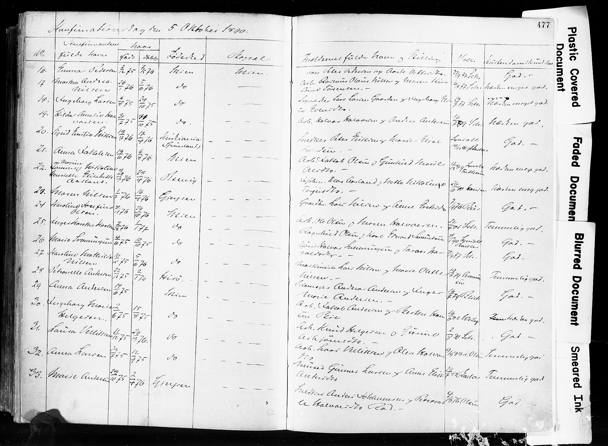 Skien kirkebøker, SAKO/A-302/F/Fa/L0009: Parish register (official) no. 9, 1878-1890, p. 477
