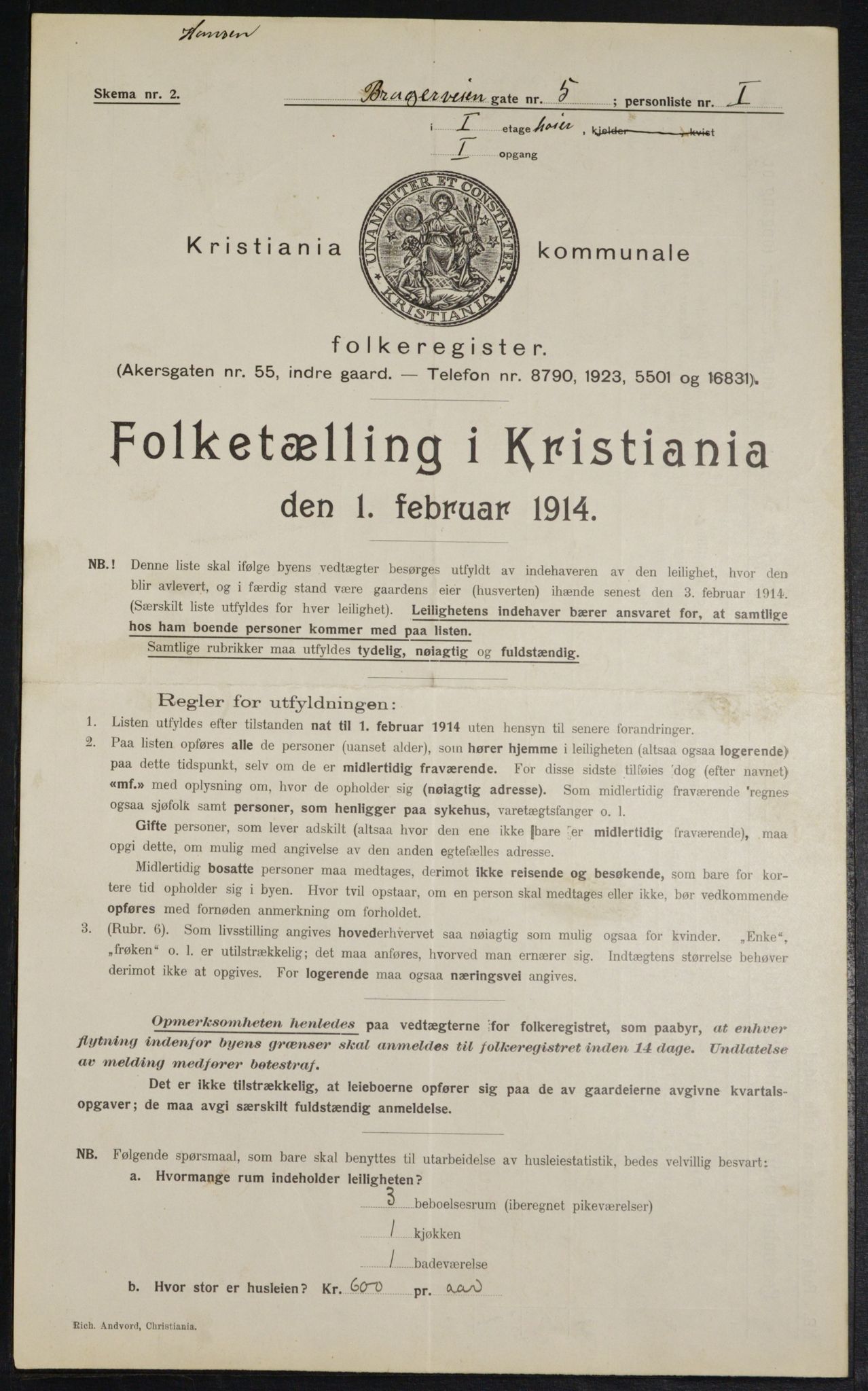 OBA, Municipal Census 1914 for Kristiania, 1914, p. 8109