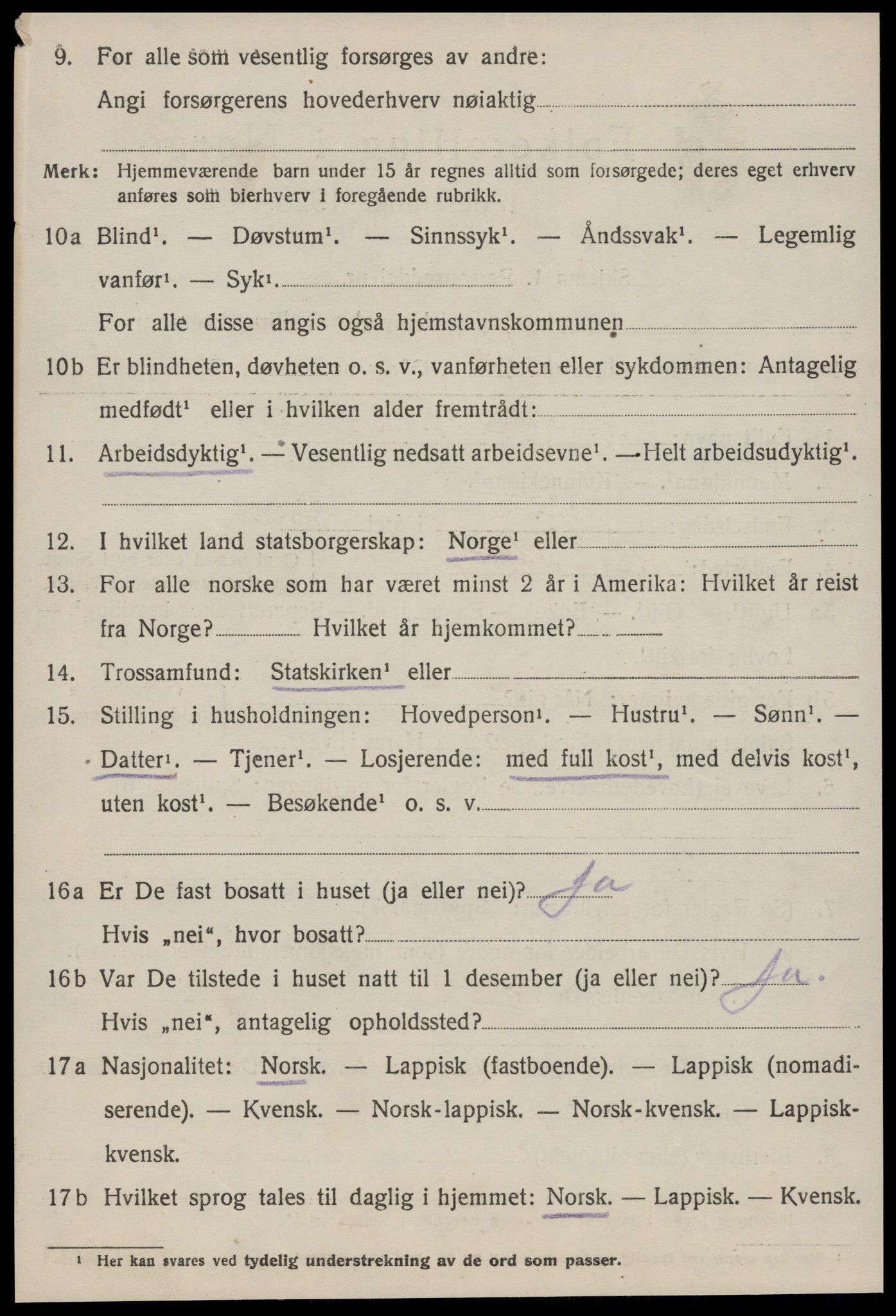 SAT, 1920 census for Leinstrand, 1920, p. 2274