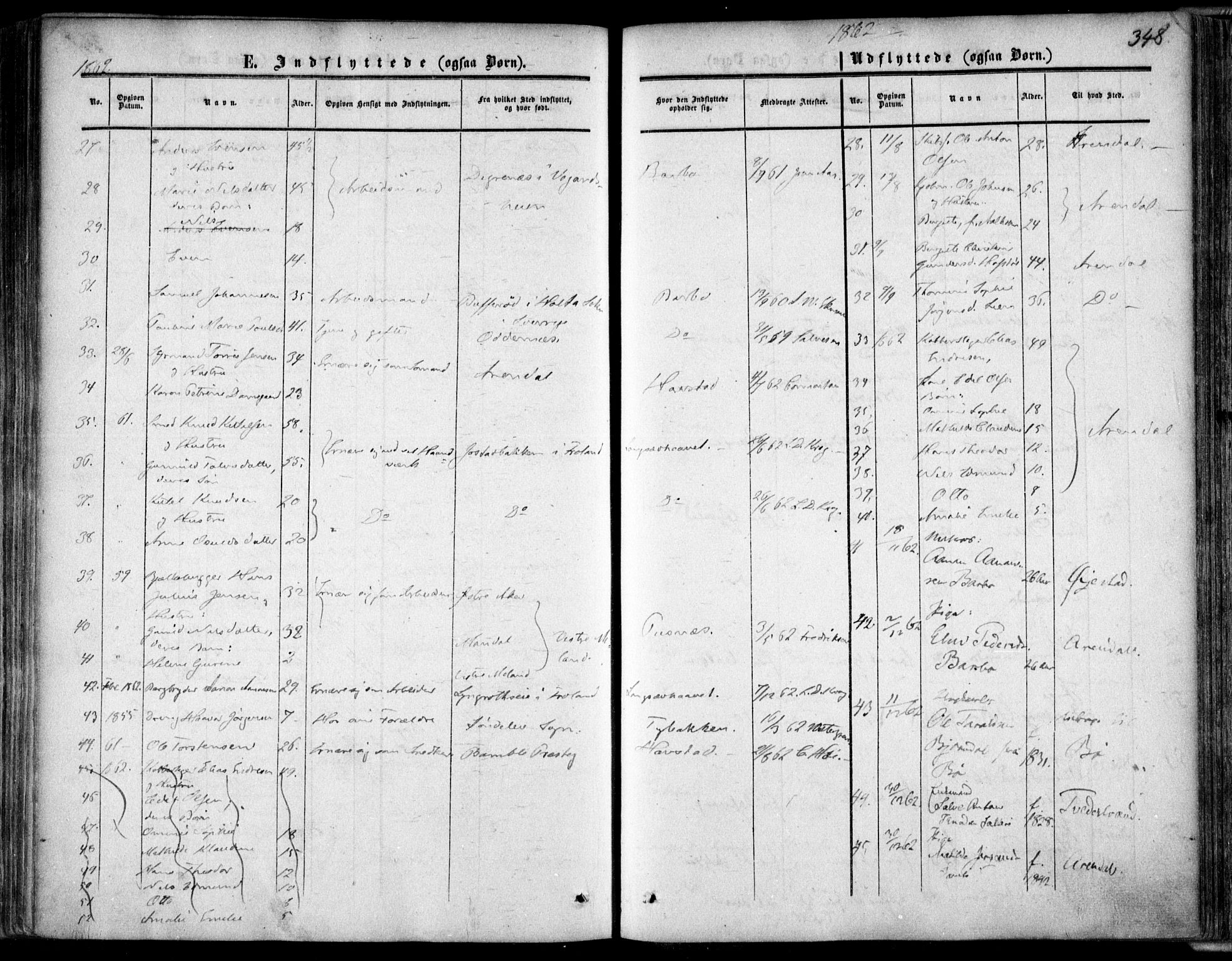 Tromøy sokneprestkontor, SAK/1111-0041/F/Fa/L0006: Parish register (official) no. A 6, 1855-1863, p. 348