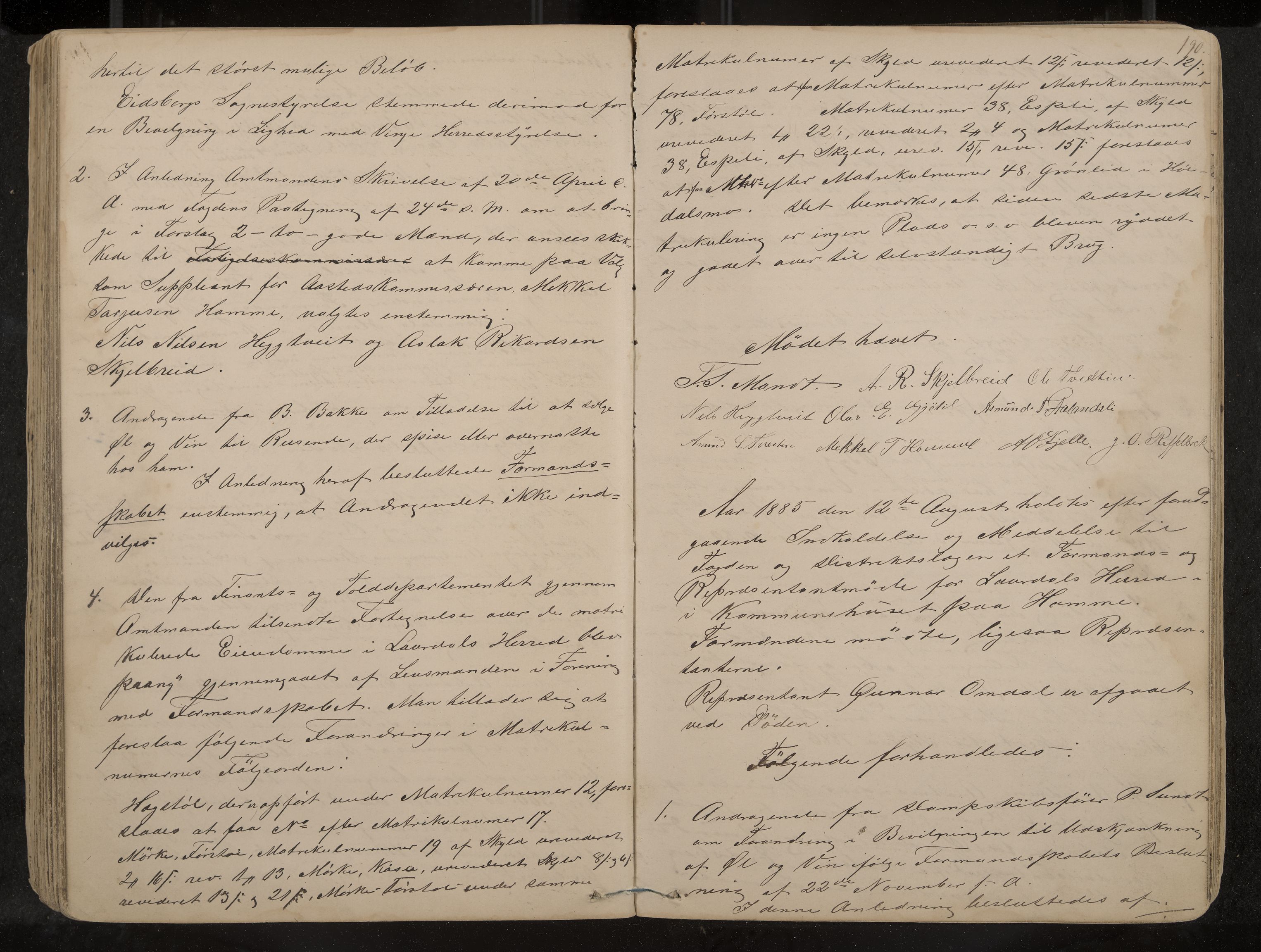 Lårdal formannskap og sentraladministrasjon, IKAK/0833021/A/L0002: Møtebok, 1865-1893, p. 190