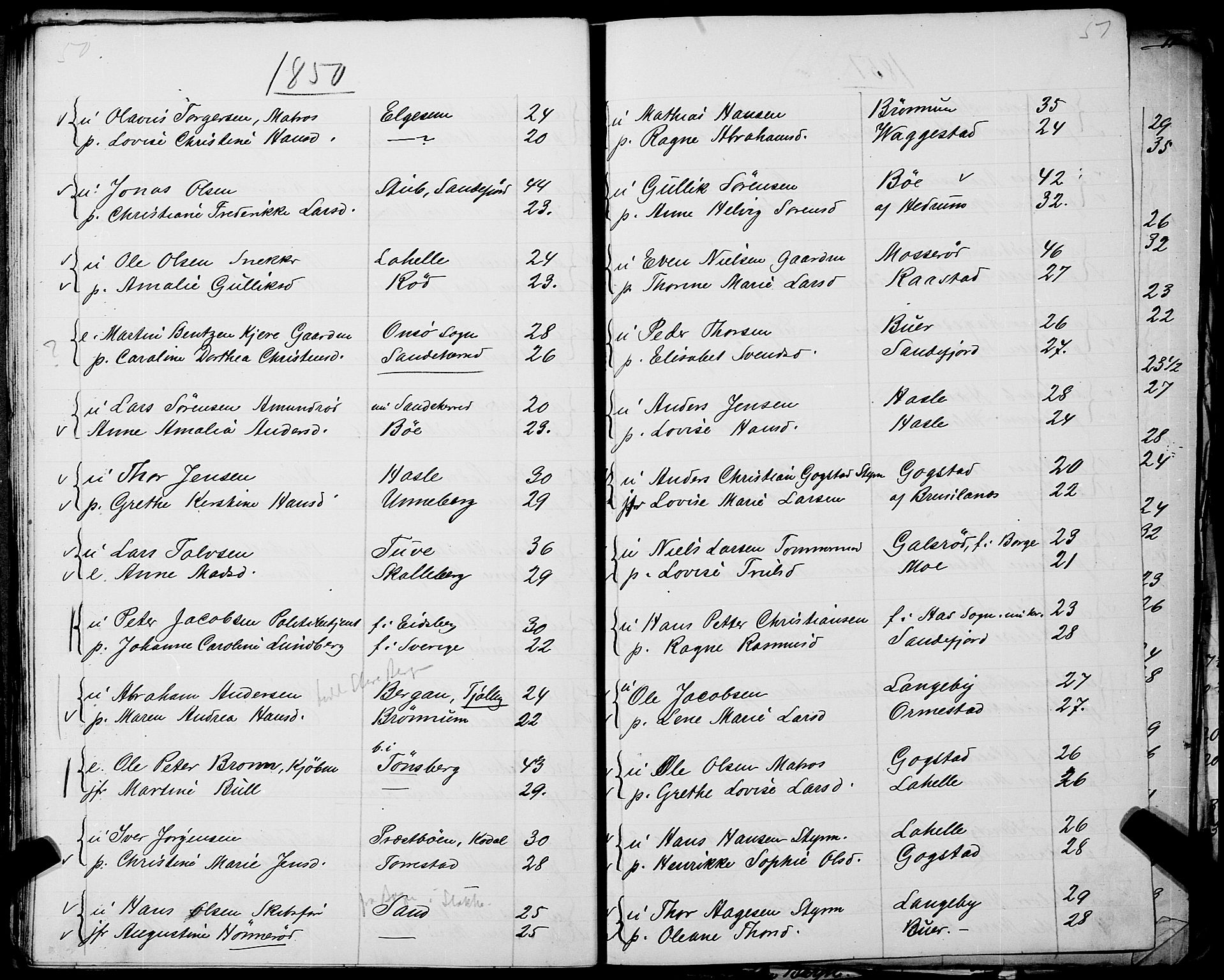 Sandar sokneprestkontor, SAKO/A-242/Y/Ya/L0006: Other parish register no. 1 /1, 1709-1871, p. 50-51