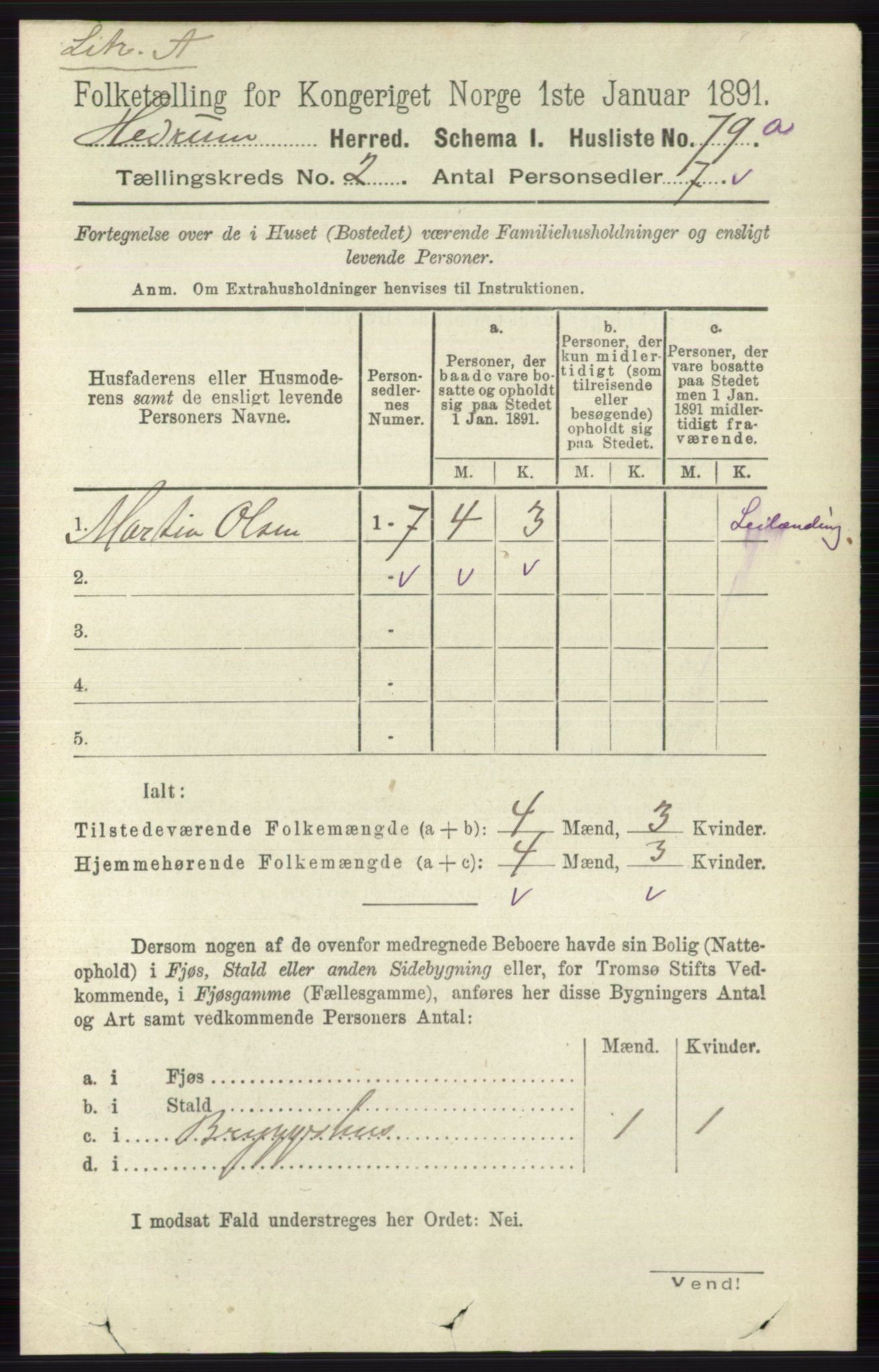 RA, 1891 census for 0727 Hedrum, 1891, p. 362