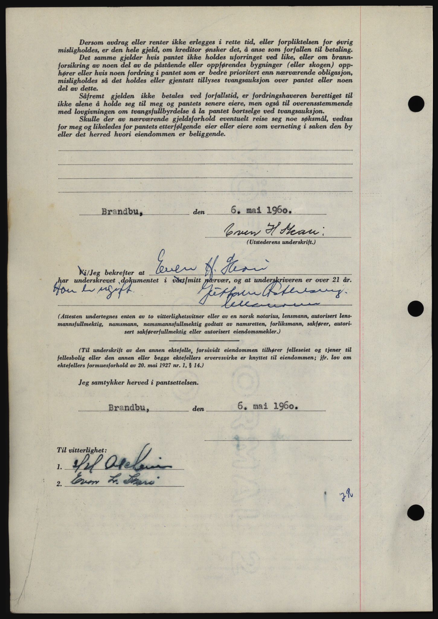 Hadeland og Land tingrett, SAH/TING-010/H/Hb/Hbc/L0043: Mortgage book no. B43, 1960-1960, Diary no: : 1877/1960