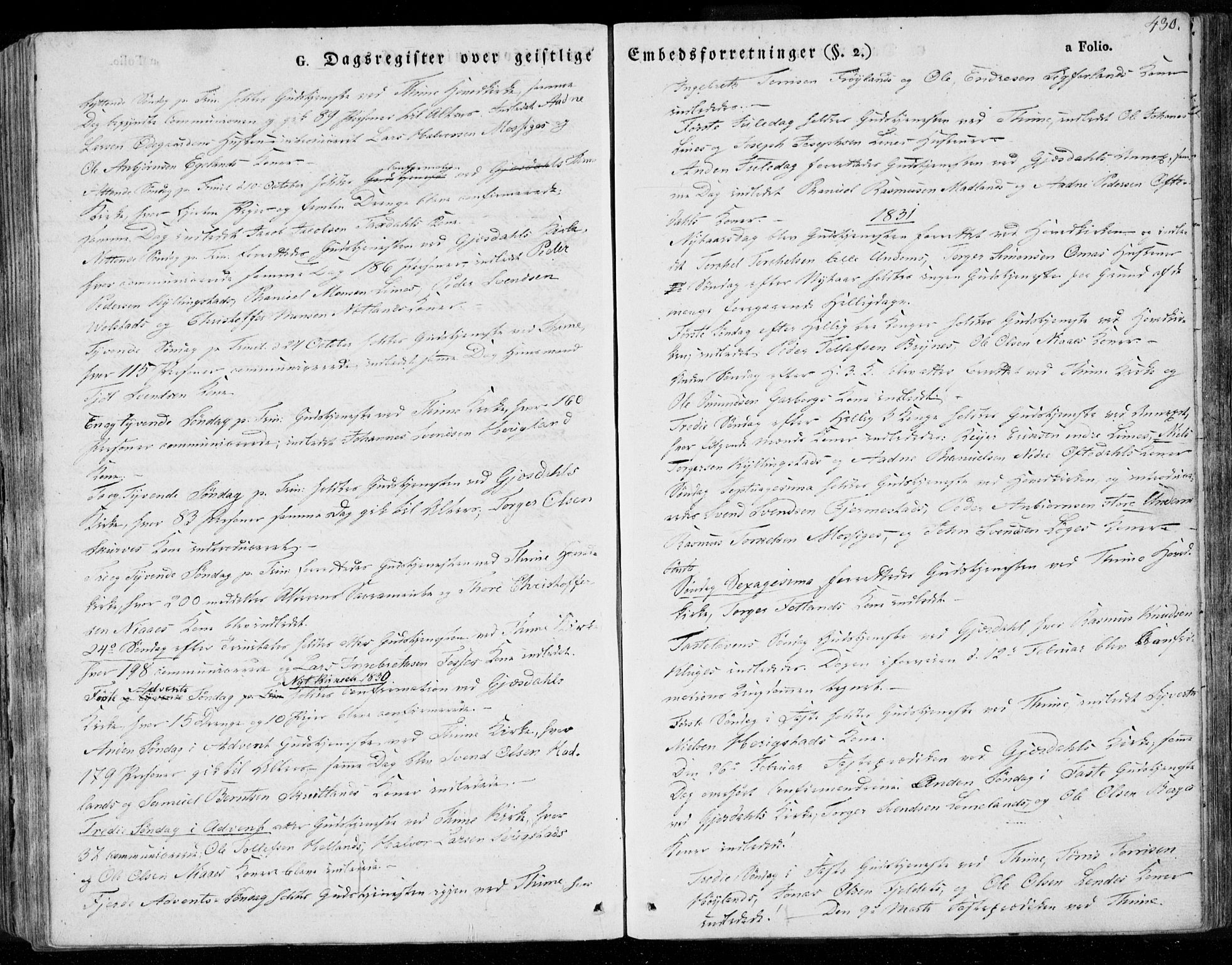 Lye sokneprestkontor, AV/SAST-A-101794/001/30BA/L0004: Parish register (official) no. A 4, 1826-1841, p. 430