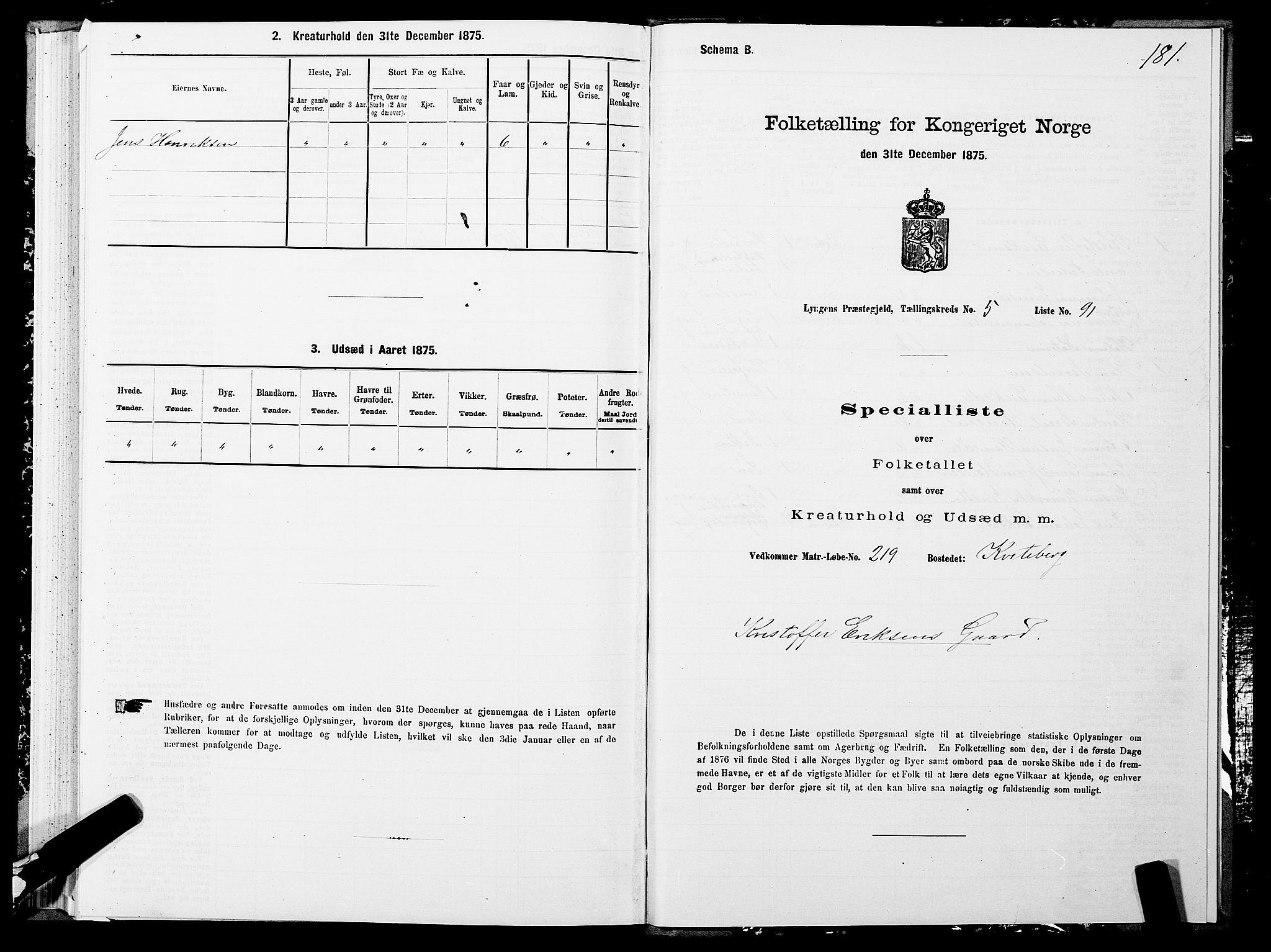 SATØ, 1875 census for 1938P Lyngen, 1875, p. 5181