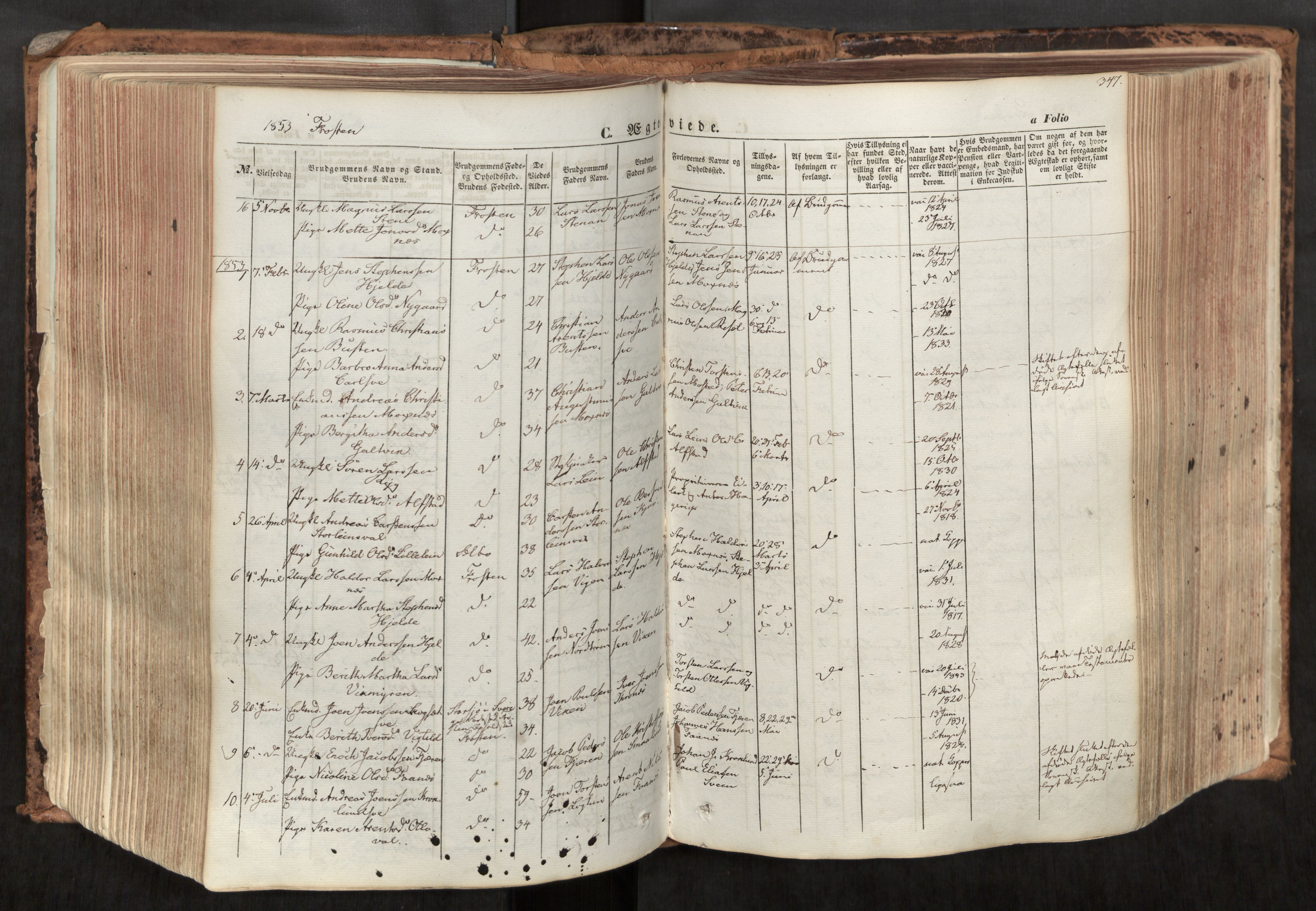 Ministerialprotokoller, klokkerbøker og fødselsregistre - Nord-Trøndelag, SAT/A-1458/713/L0116: Parish register (official) no. 713A07, 1850-1877, p. 347