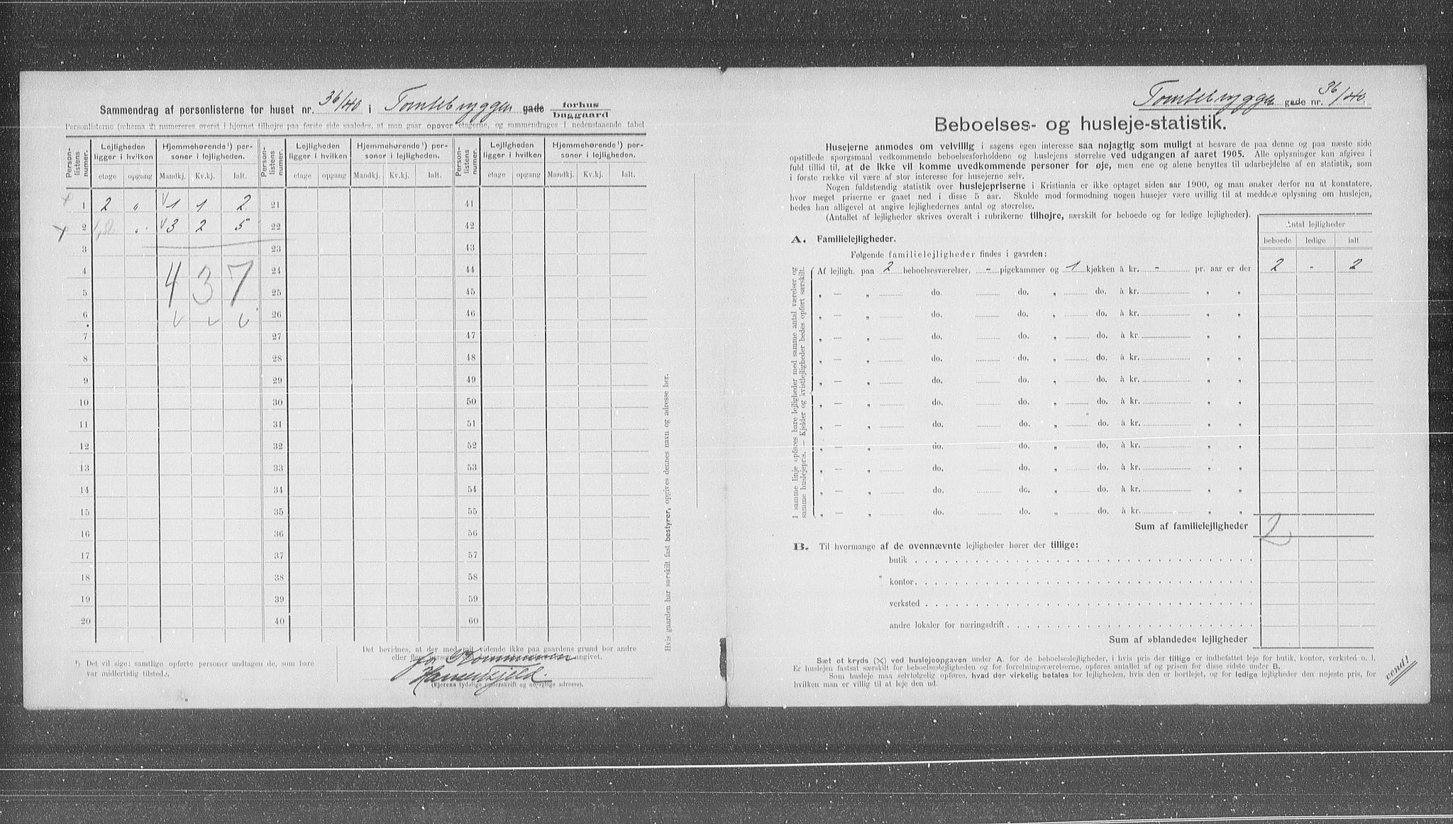 OBA, Municipal Census 1905 for Kristiania, 1905, p. 59442