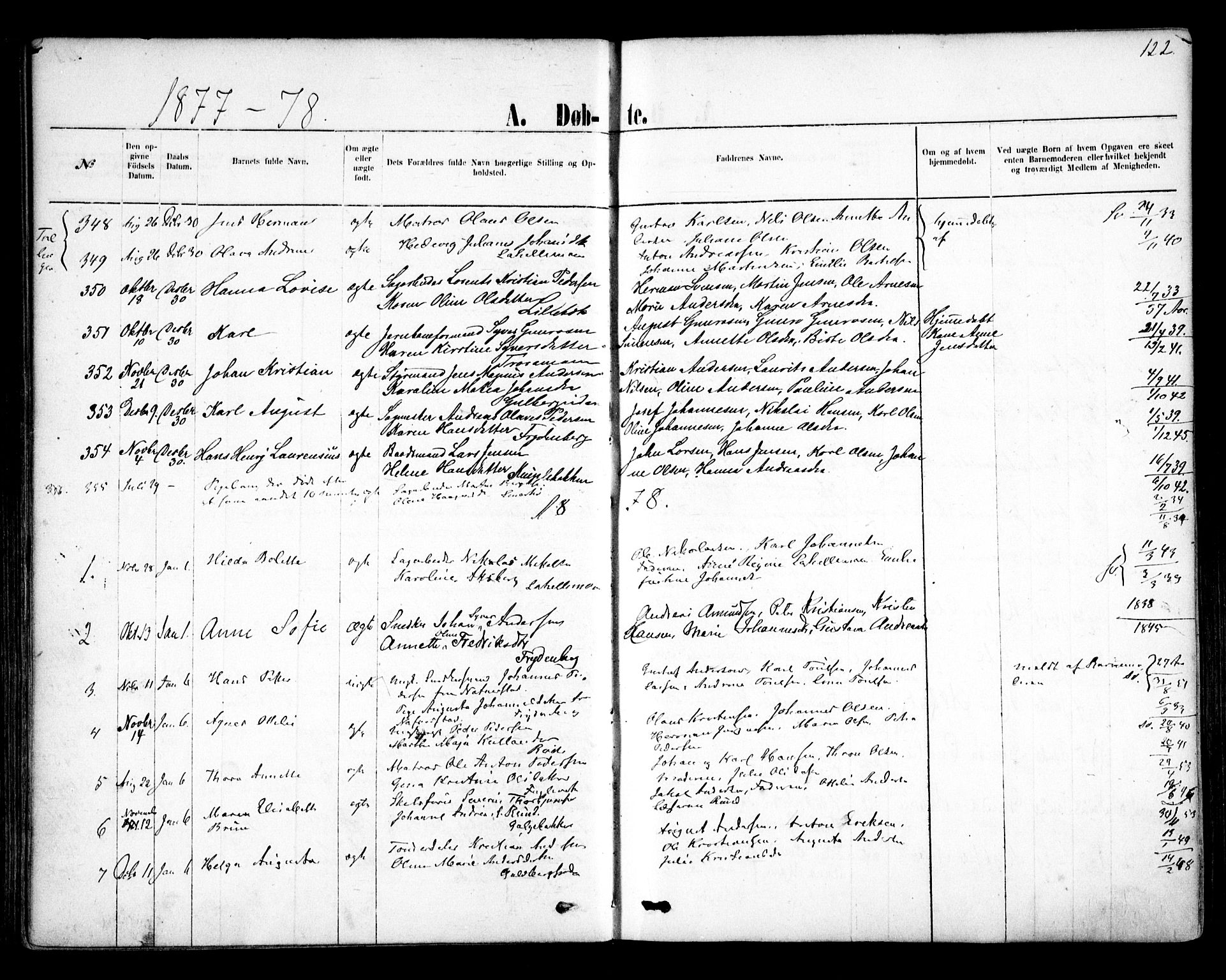 Glemmen prestekontor Kirkebøker, AV/SAO-A-10908/F/Fa/L0009: Parish register (official) no. 9, 1871-1878, p. 122