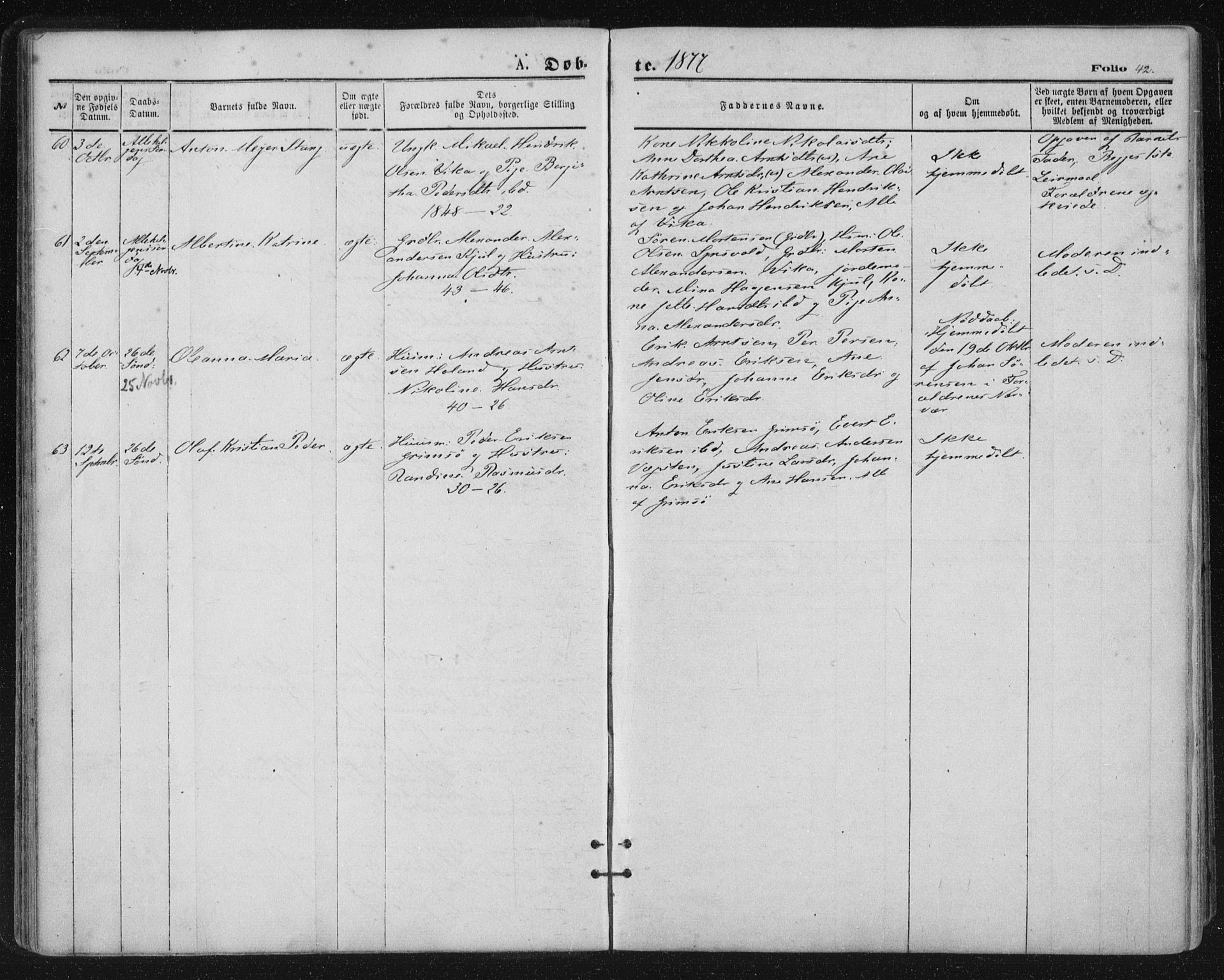 Ministerialprotokoller, klokkerbøker og fødselsregistre - Nordland, AV/SAT-A-1459/816/L0241: Parish register (official) no. 816A07, 1870-1885, p. 42