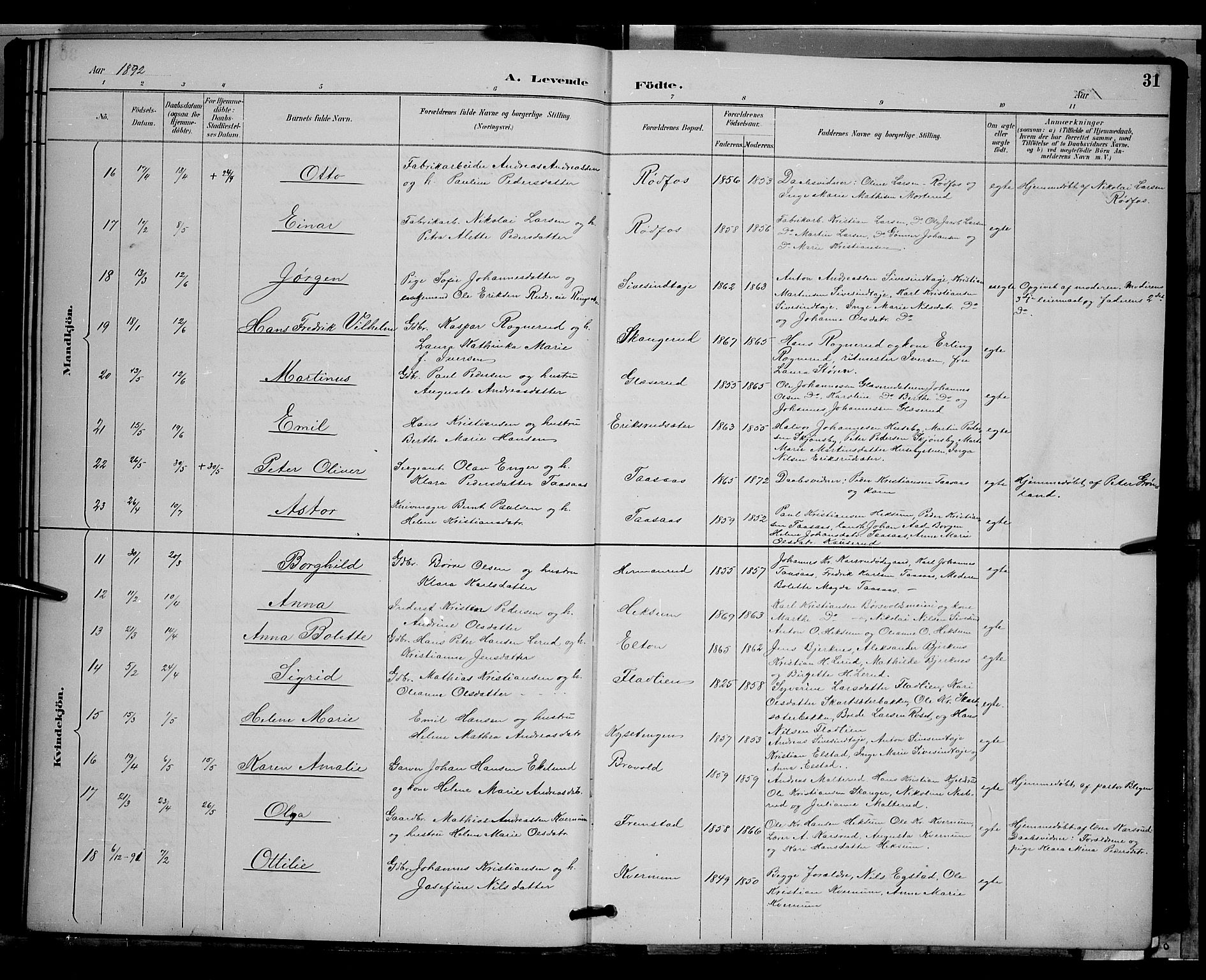 Vestre Toten prestekontor, AV/SAH-PREST-108/H/Ha/Hab/L0009: Parish register (copy) no. 9, 1888-1900, p. 31