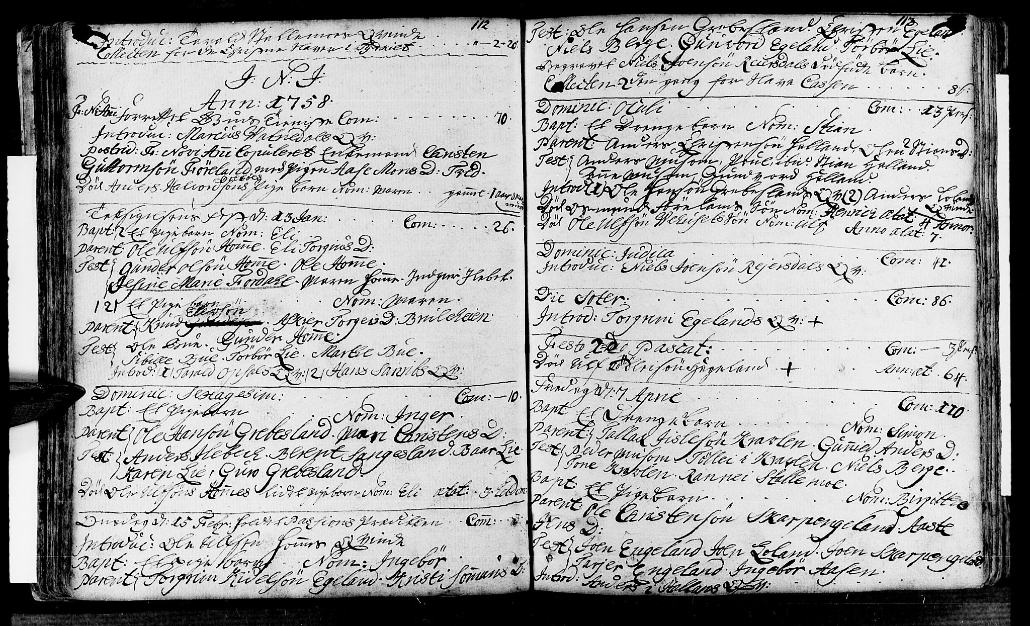 Vennesla sokneprestkontor, AV/SAK-1111-0045/Fa/Fac/L0001: Parish register (official) no. A 1, 1743-1784, p. 112-113