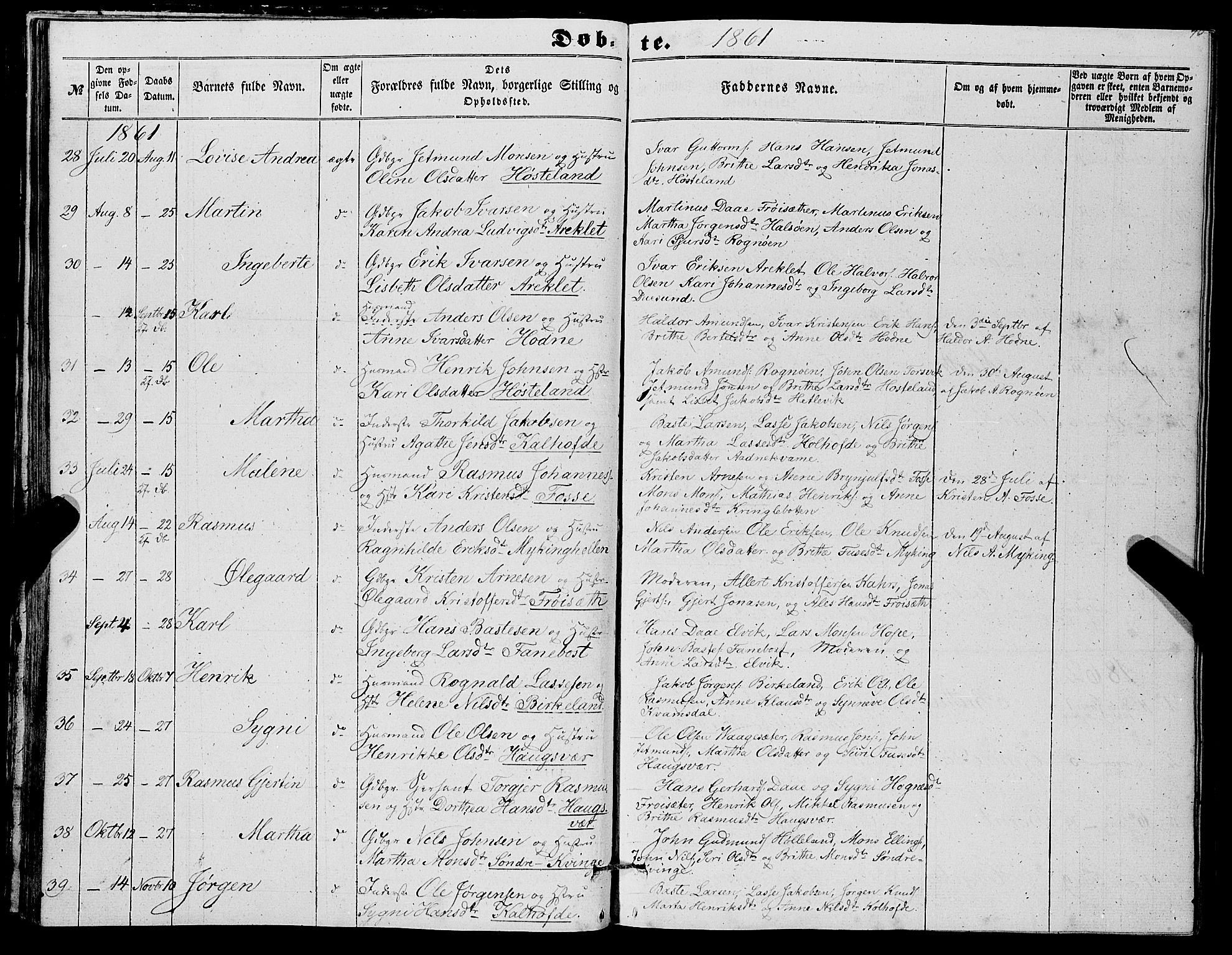 Masfjorden sokneprestembete, AV/SAB-A-77001: Parish register (copy) no. A 1, 1851-1875, p. 40