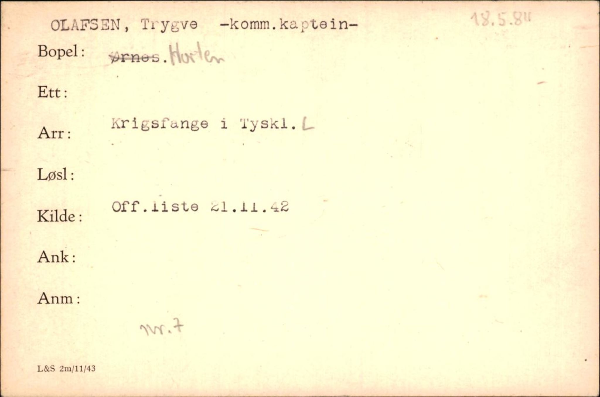 Forsvaret, Forsvarets krigshistoriske avdeling, AV/RA-RAFA-2017/Y/Yf/L0200: II-C-11-2102  -  Norske krigsfanger i Tyskland, 1940-1945, p. 804