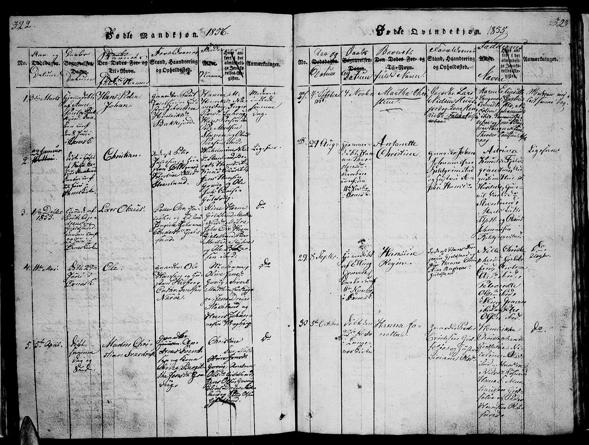 Ministerialprotokoller, klokkerbøker og fødselsregistre - Nordland, AV/SAT-A-1459/893/L1346: Parish register (copy) no. 893C01, 1820-1858, p. 322-323