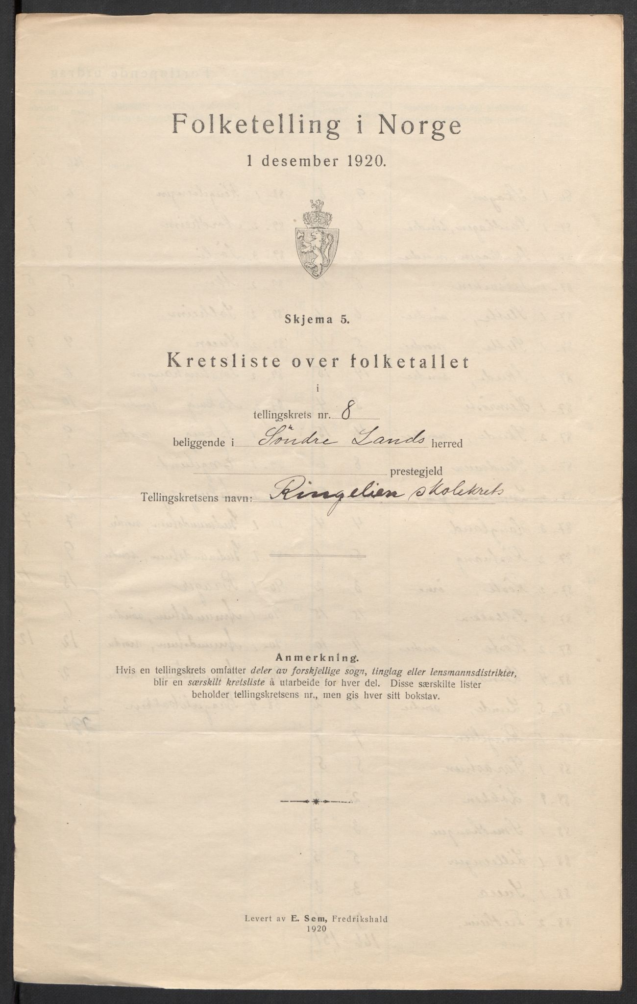 SAH, 1920 census for Søndre Land, 1920, p. 33