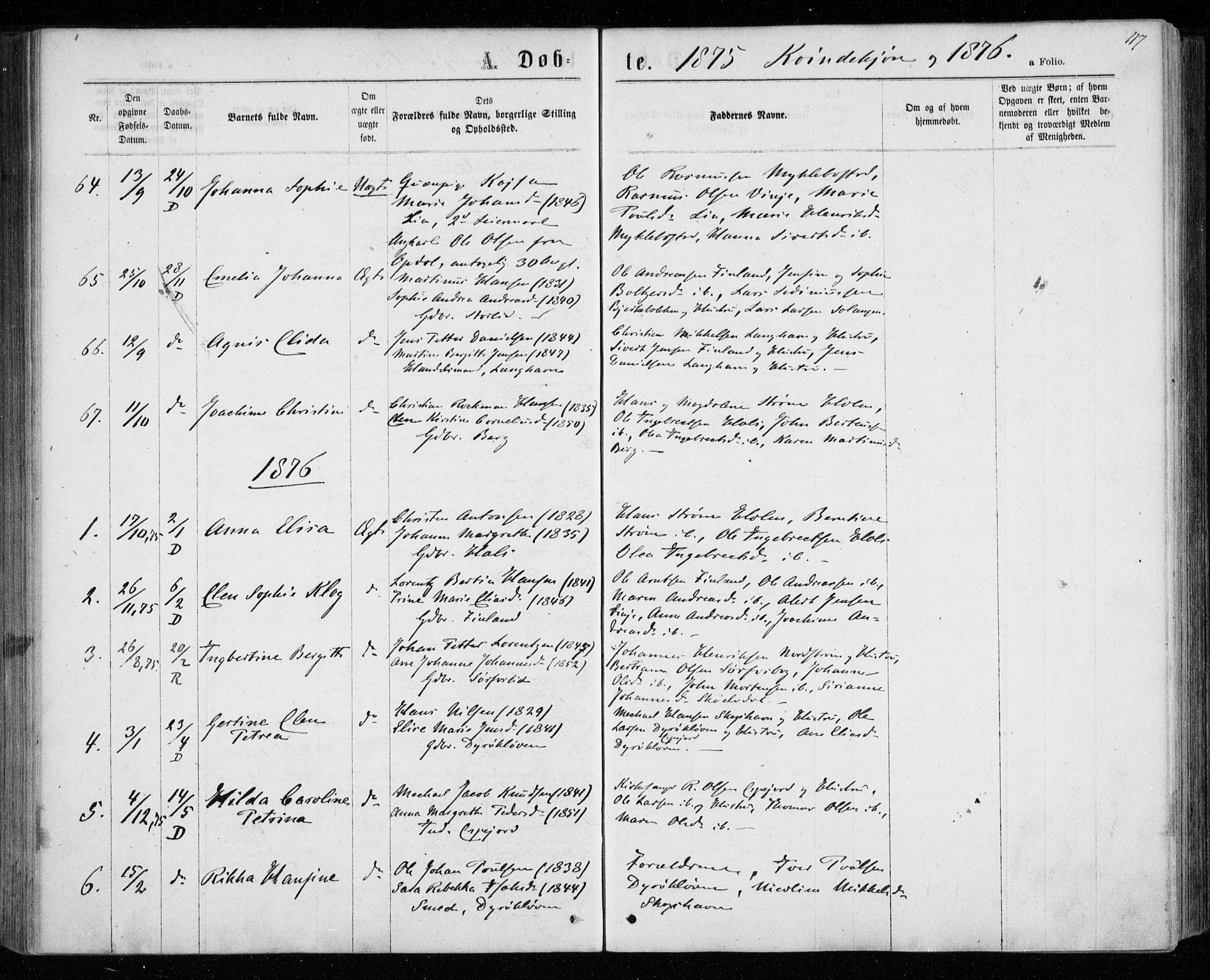 Tranøy sokneprestkontor, AV/SATØ-S-1313/I/Ia/Iaa/L0008kirke: Parish register (official) no. 8, 1867-1877, p. 117