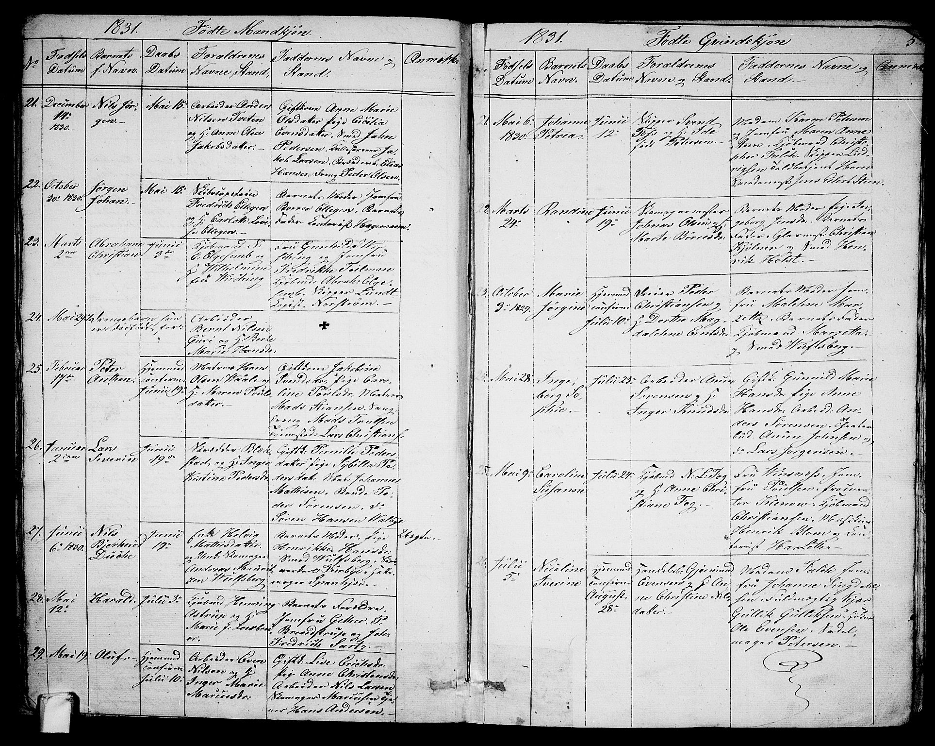 Larvik kirkebøker, AV/SAKO-A-352/G/Ga/L0003a: Parish register (copy) no. I 3A, 1830-1870, p. 5