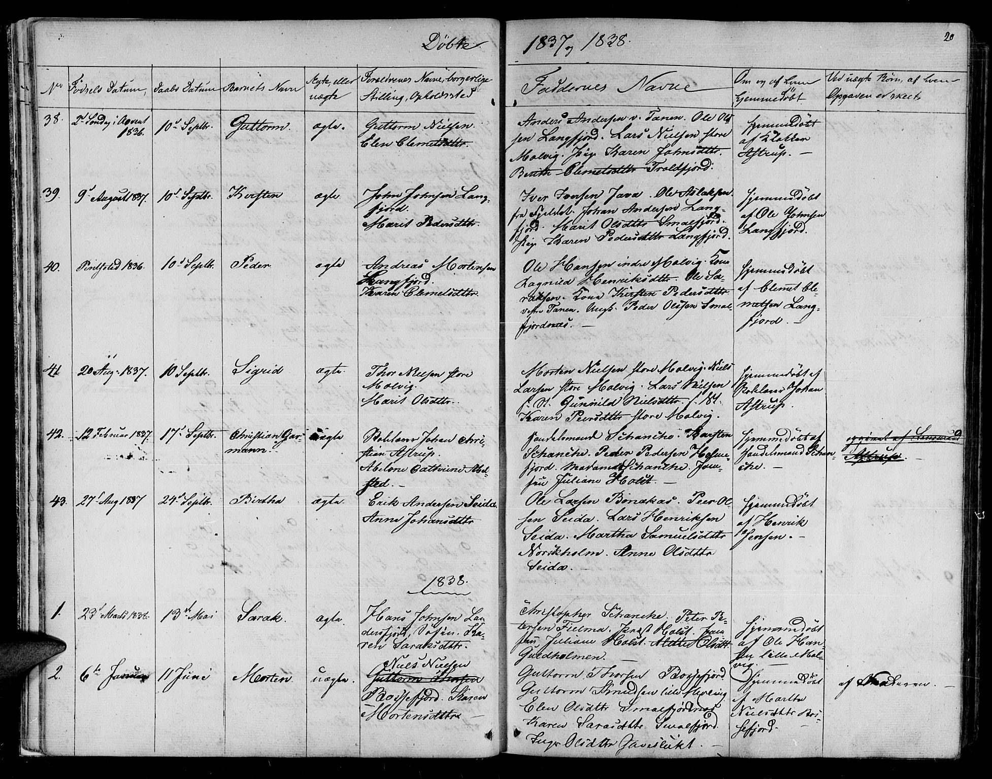 Lebesby sokneprestkontor, SATØ/S-1353/H/Ha/L0003kirke: Parish register (official) no. 3, 1833-1852, p. 20