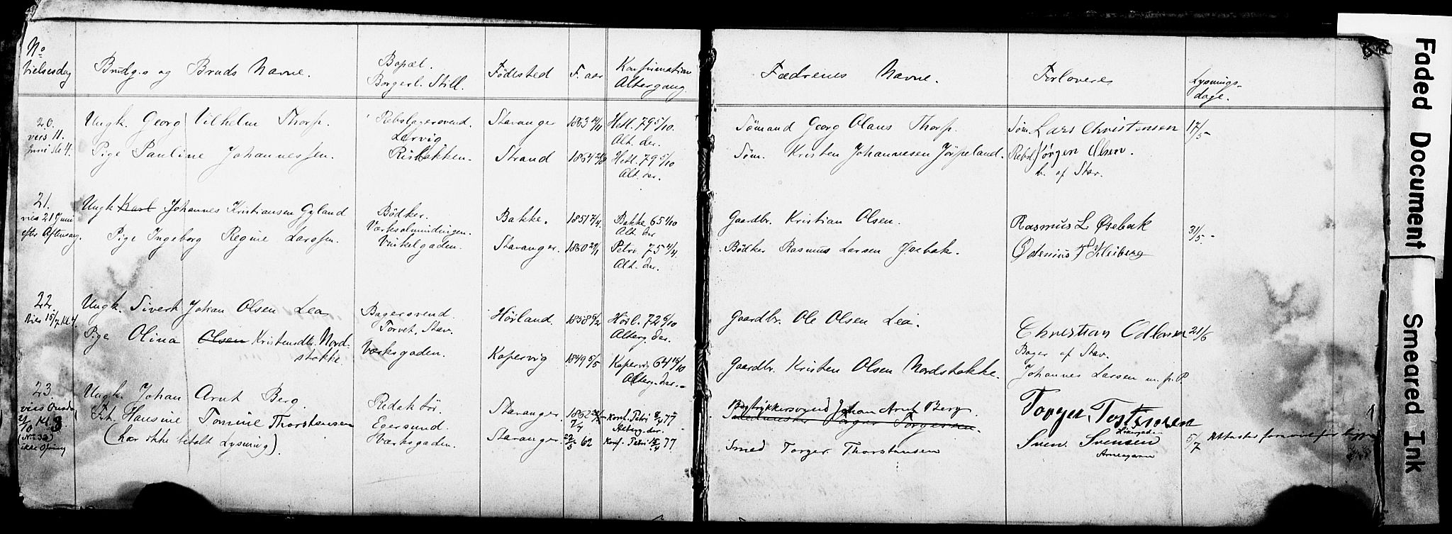 St. Johannes sokneprestkontor, SAST/A-101814/001/70/705BA/L0001: Banns register no. 1, 1885-1899, p. 6