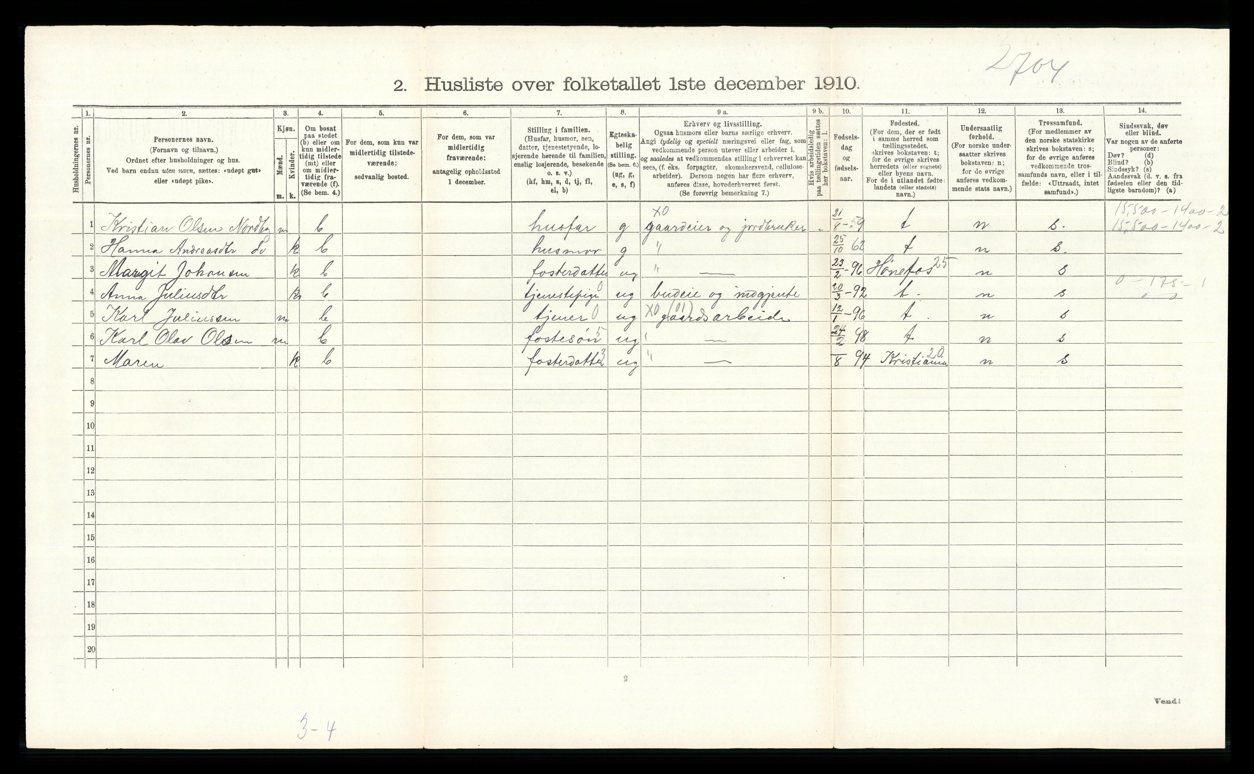 RA, 1910 census for Ullensaker, 1910, p. 992