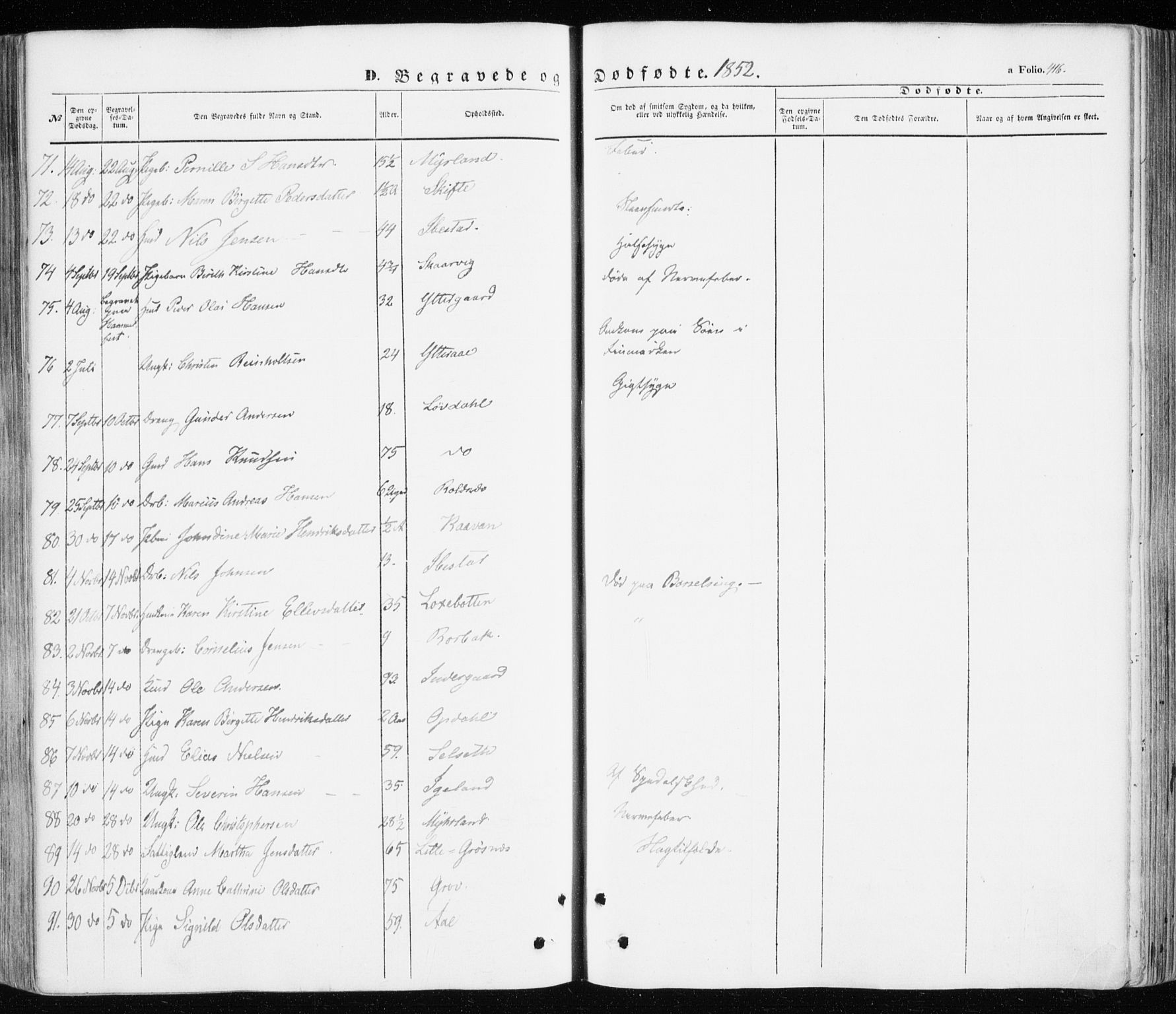 Ibestad sokneprestembete, SATØ/S-0077/H/Ha/Haa/L0008kirke: Parish register (official) no. 8, 1850-1859, p. 416