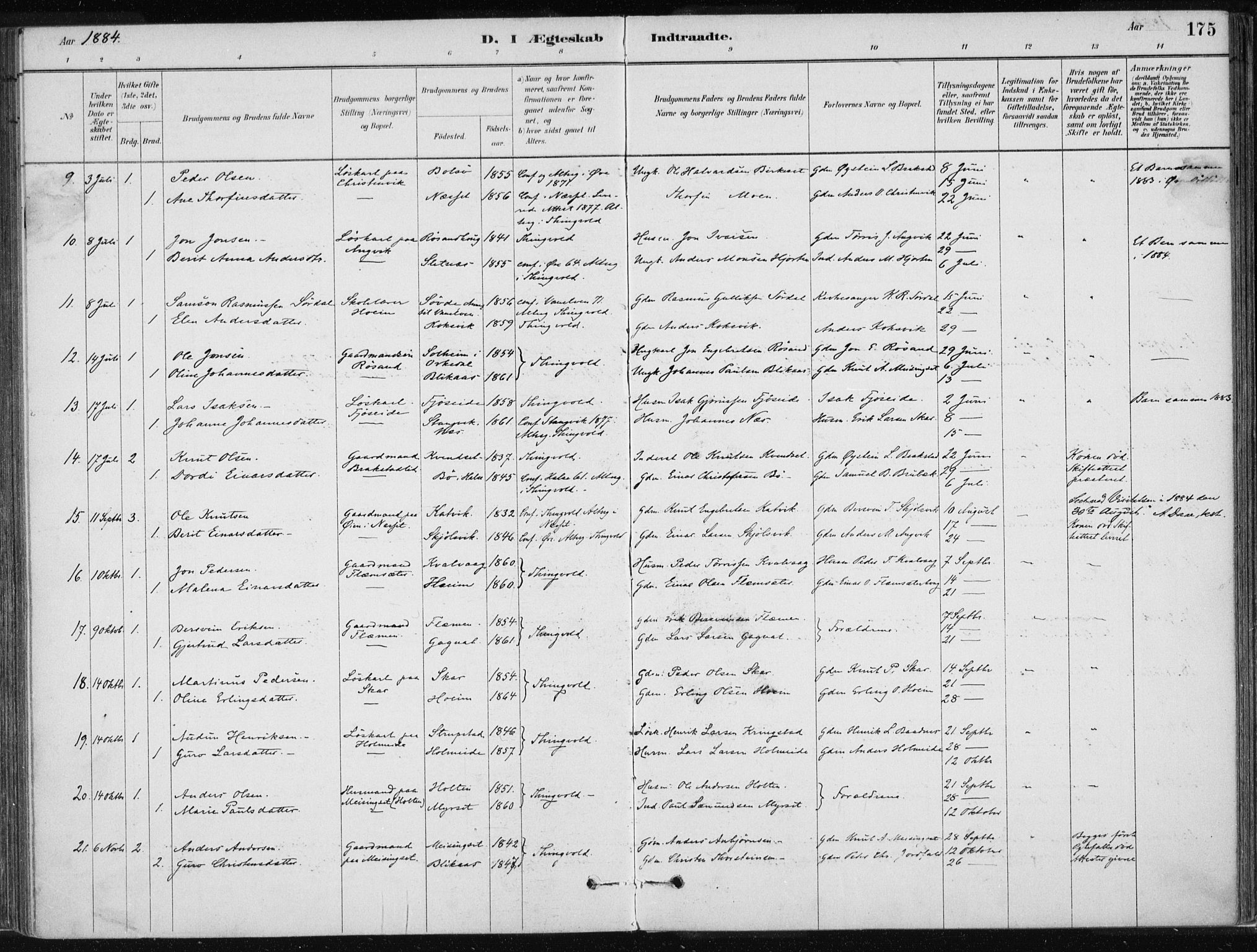 Ministerialprotokoller, klokkerbøker og fødselsregistre - Møre og Romsdal, AV/SAT-A-1454/586/L0987: Parish register (official) no. 586A13, 1879-1892, p. 175