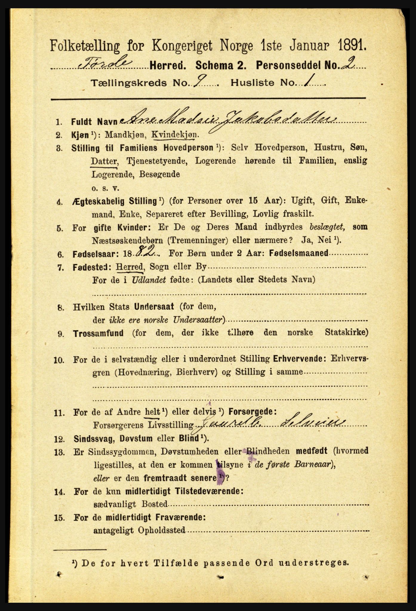 RA, 1891 census for 1432 Førde, 1891, p. 3321