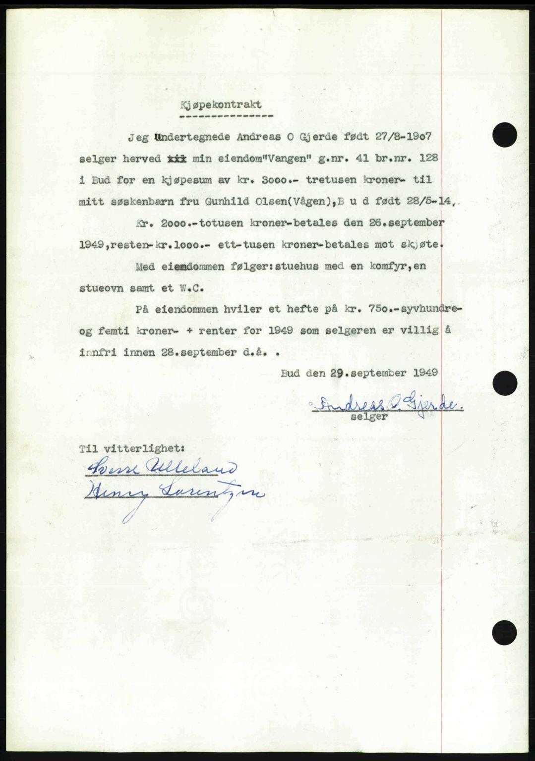 Romsdal sorenskriveri, AV/SAT-A-4149/1/2/2C: Mortgage book no. A31, 1949-1949, Diary no: : 2935/1949